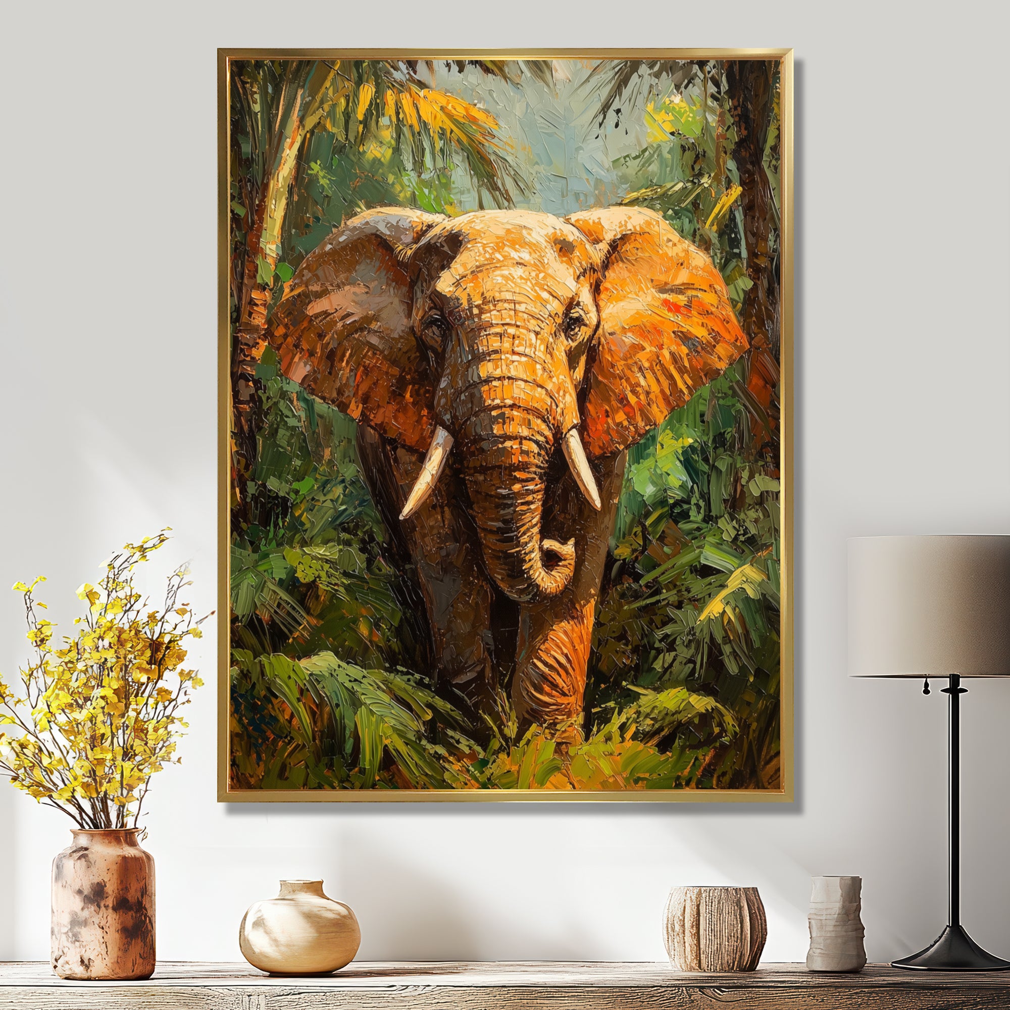 Elephant In The Tropical Rainforest - Elephant Wall Decor