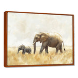 Elephant With Her Baby In African - Elephant Wall Art Prints