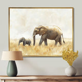 Elephant With Her Baby In African - Elephant Wall Art Prints