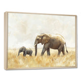 Elephant With Her Baby In African - Elephant Wall Art Prints