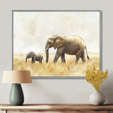 Elephant With Her Baby In African - Elephant Wall Art Prints