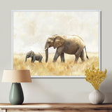 Elephant With Her Baby In African - Elephant Wall Art Prints