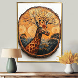 Floral Giraffe Portrait In African Landscape - Giraffe Canvas Wall Art