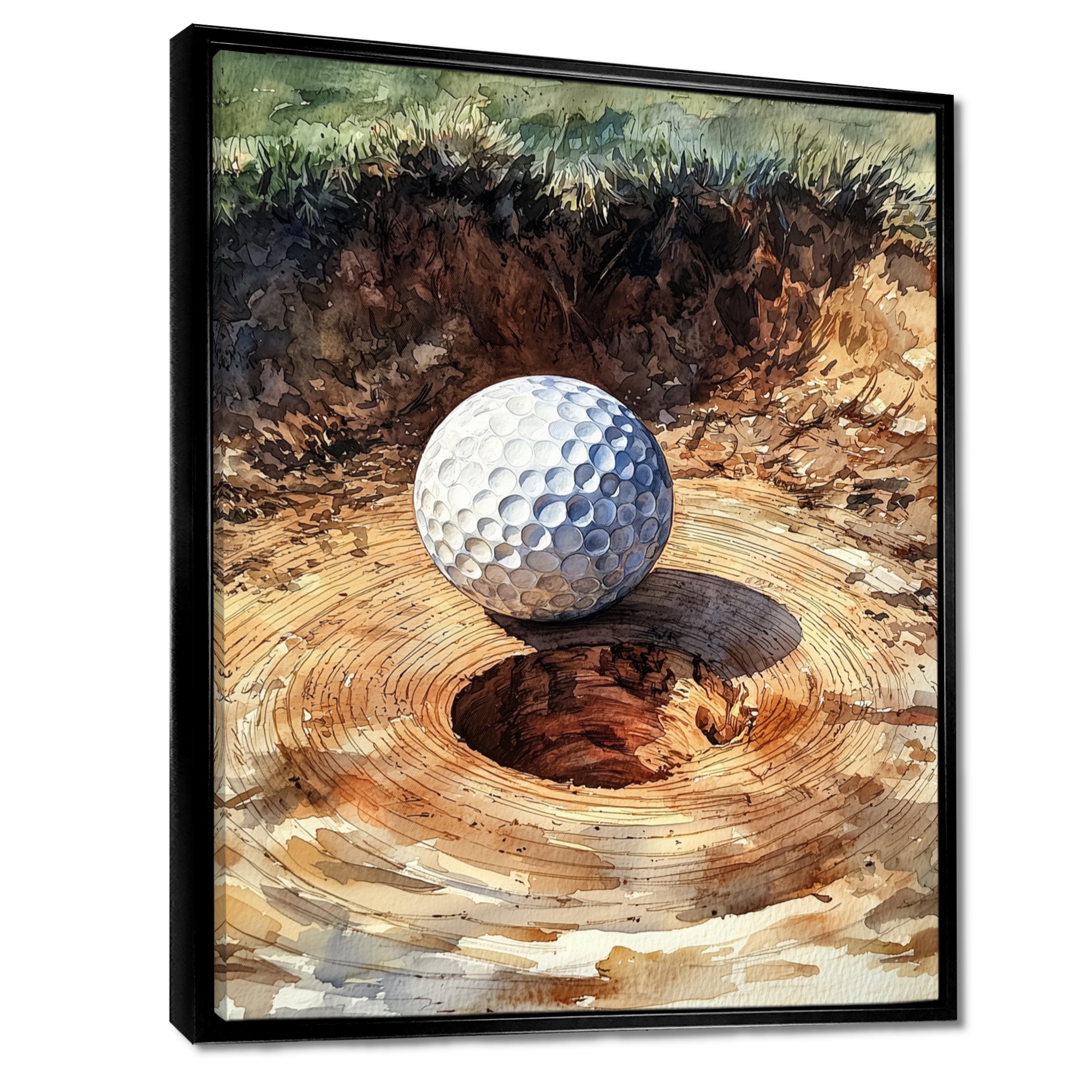 Abstract Golf Ball At The Wooden Slide - Golf Canvas Wall Art