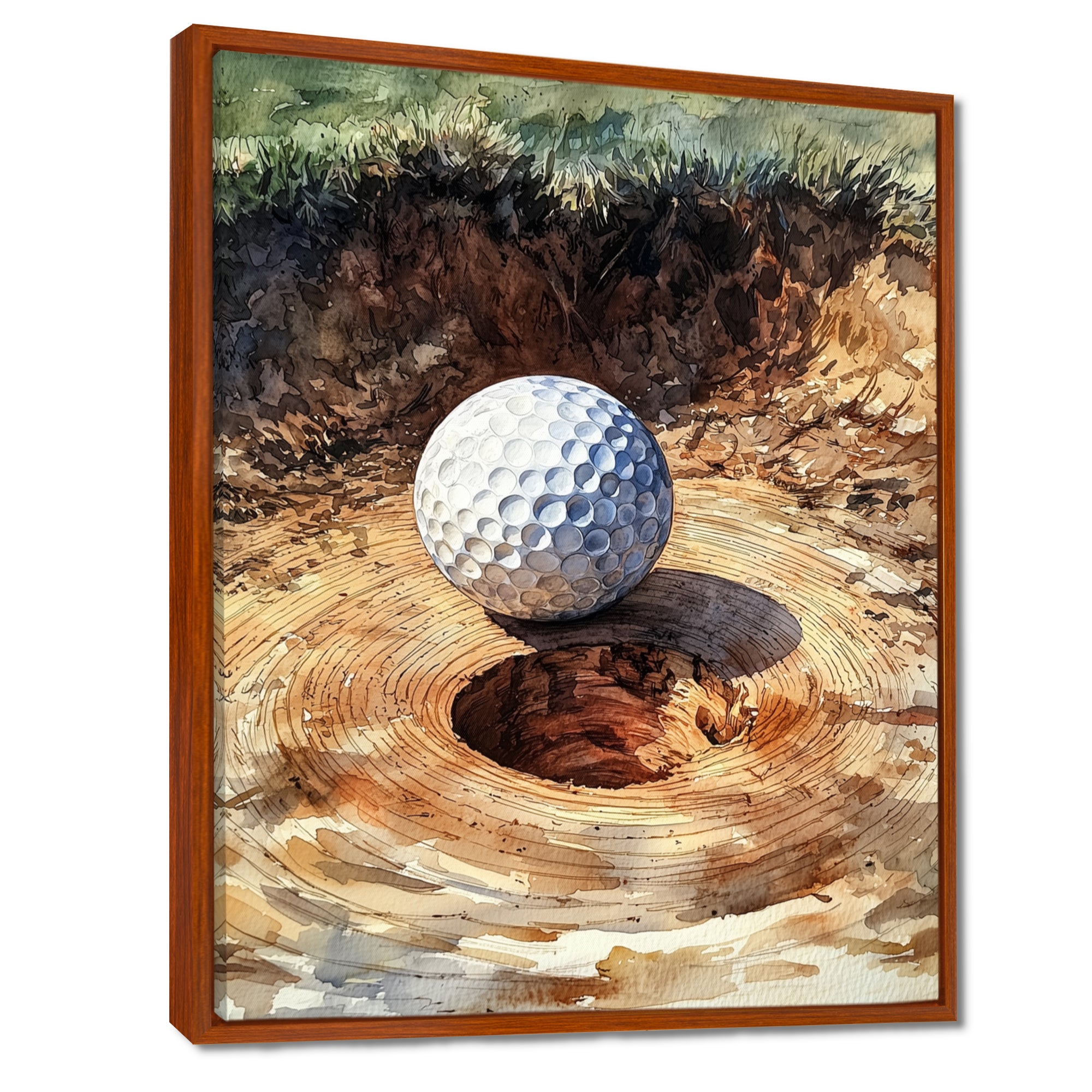 Abstract Golf Ball At The Wooden Slide - Golf Canvas Wall Art