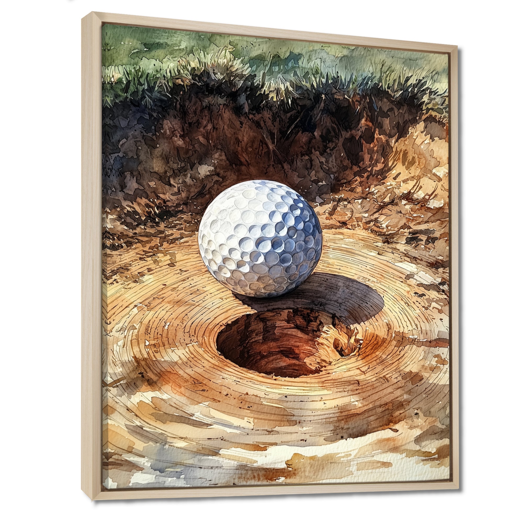 Abstract Golf Ball At The Wooden Slide - Golf Canvas Wall Art