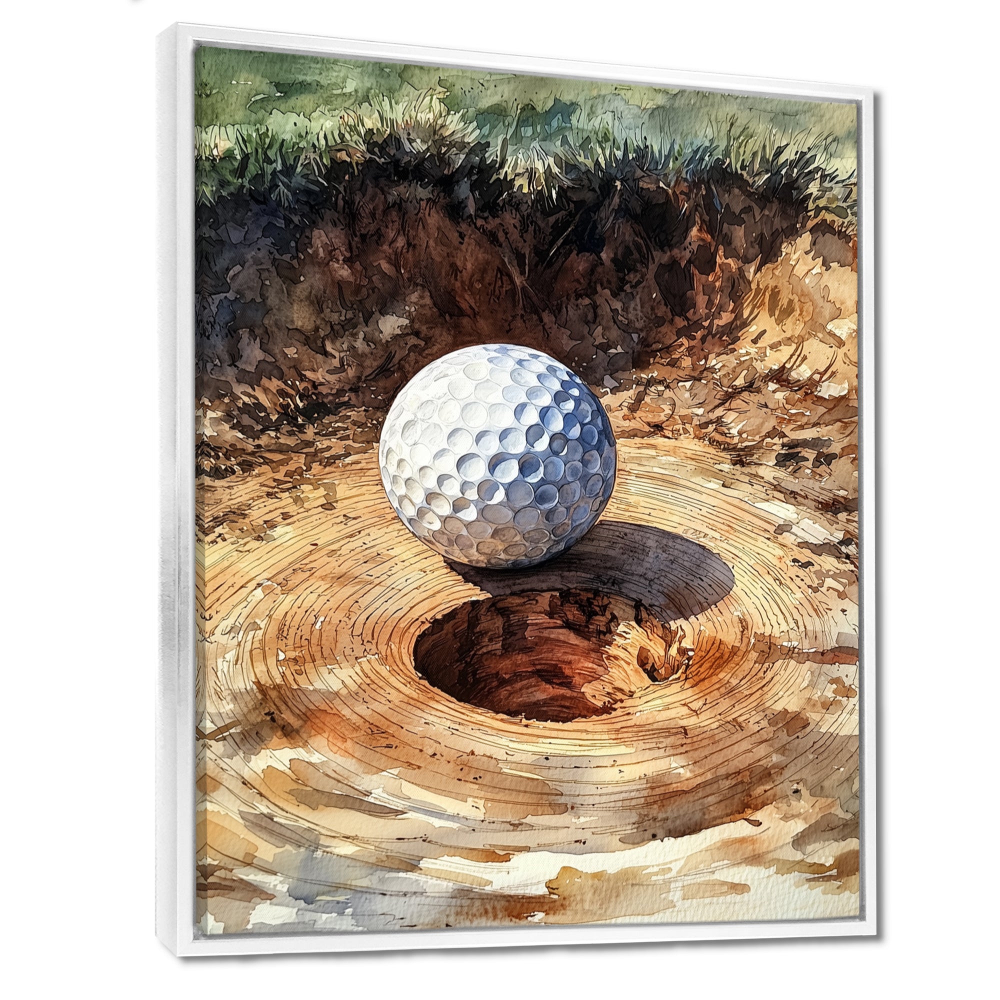 Abstract Golf Ball At The Wooden Slide - Golf Canvas Wall Art
