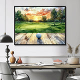 Golf Practice On A Top Of Wooden Slide - Golf Canvas Wall Art