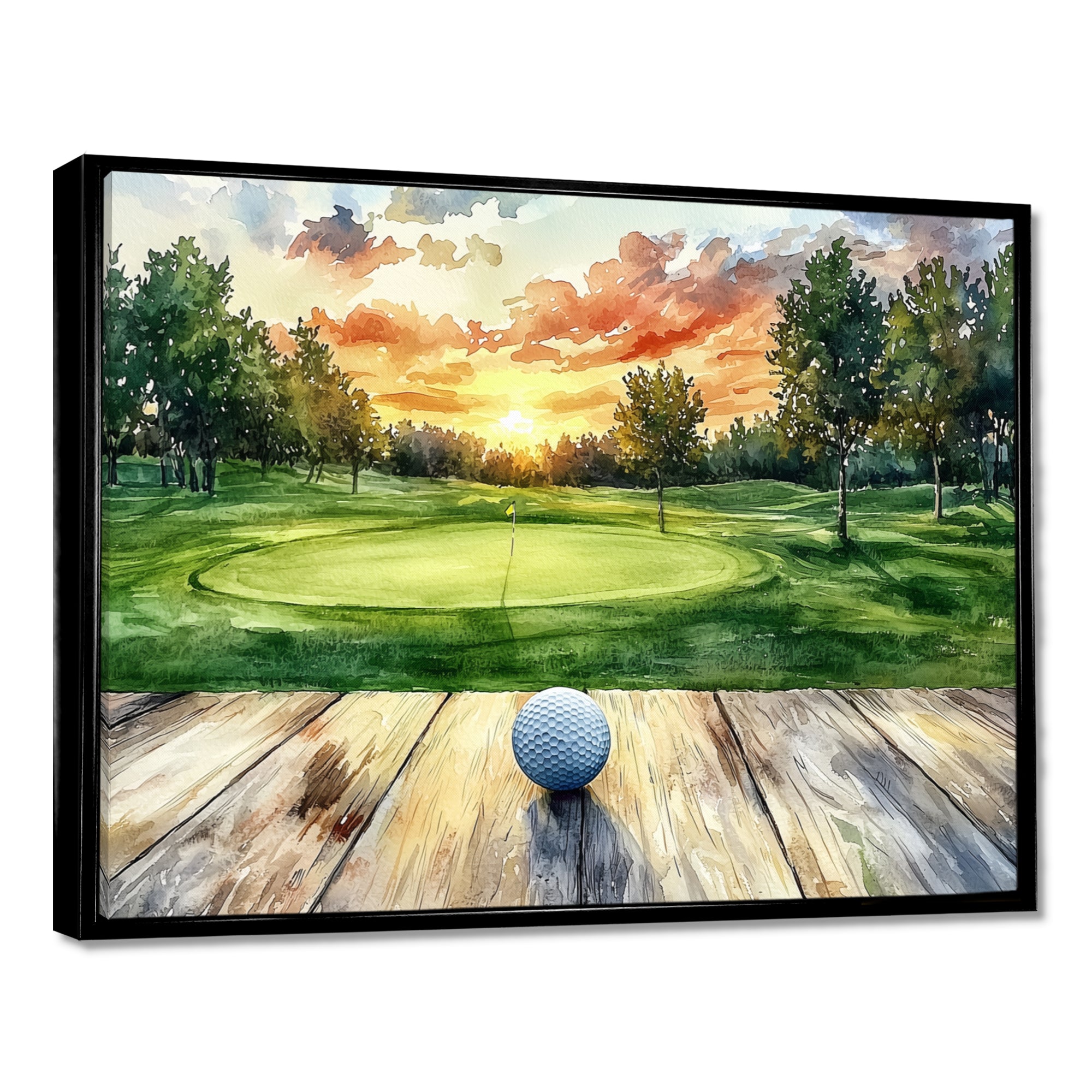 Golf Practice On A Top Of Wooden Slide - Golf Canvas Wall Art