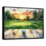 Golf Practice On A Top Of Wooden Slide - Golf Canvas Wall Art