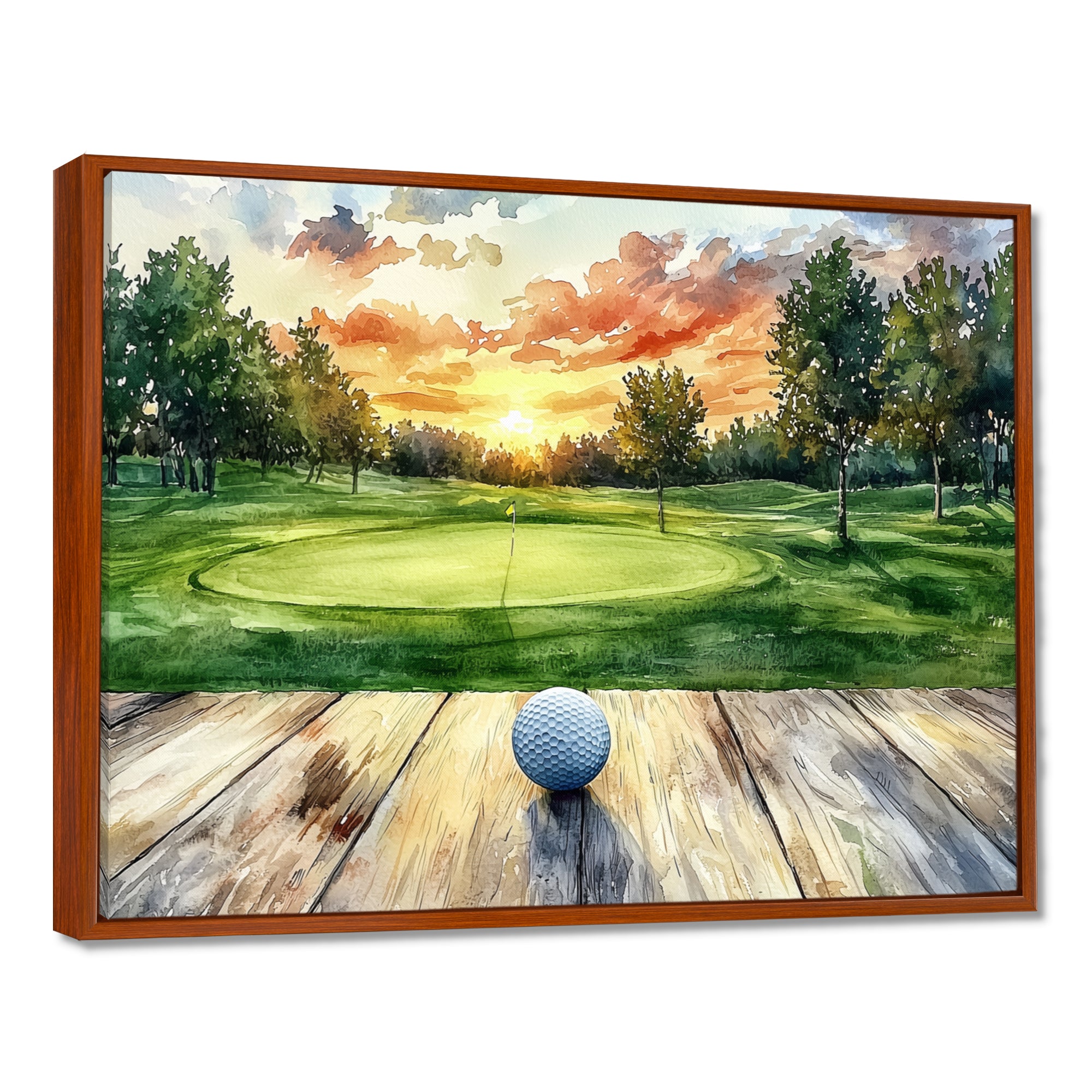 Golf Practice On A Top Of Wooden Slide - Golf Canvas Wall Art
