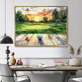 Golf Practice On A Top Of Wooden Slide - Golf Canvas Wall Art