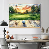Golf Practice On A Top Of Wooden Slide - Golf Canvas Wall Art