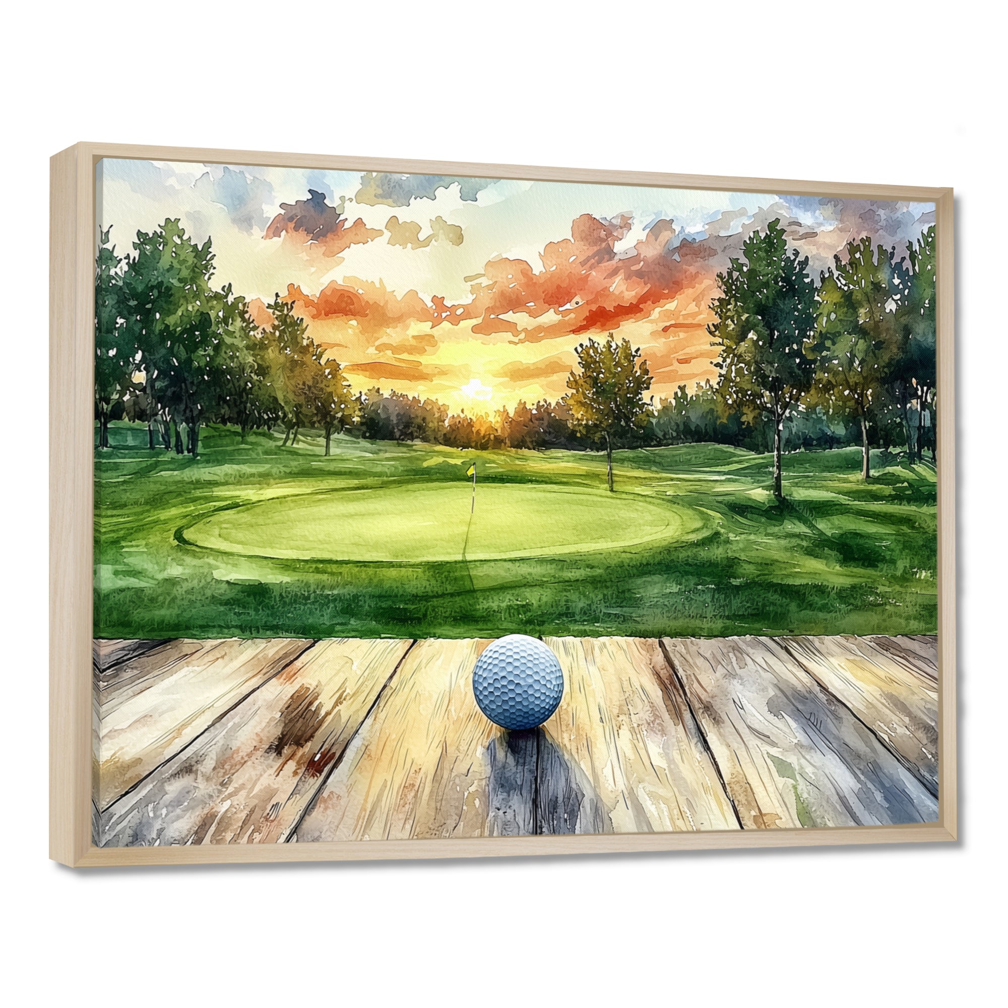 Golf Practice On A Top Of Wooden Slide - Golf Canvas Wall Art