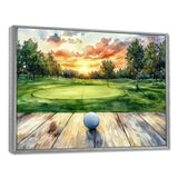 Golf Practice On A Top Of Wooden Slide - Golf Canvas Wall Art