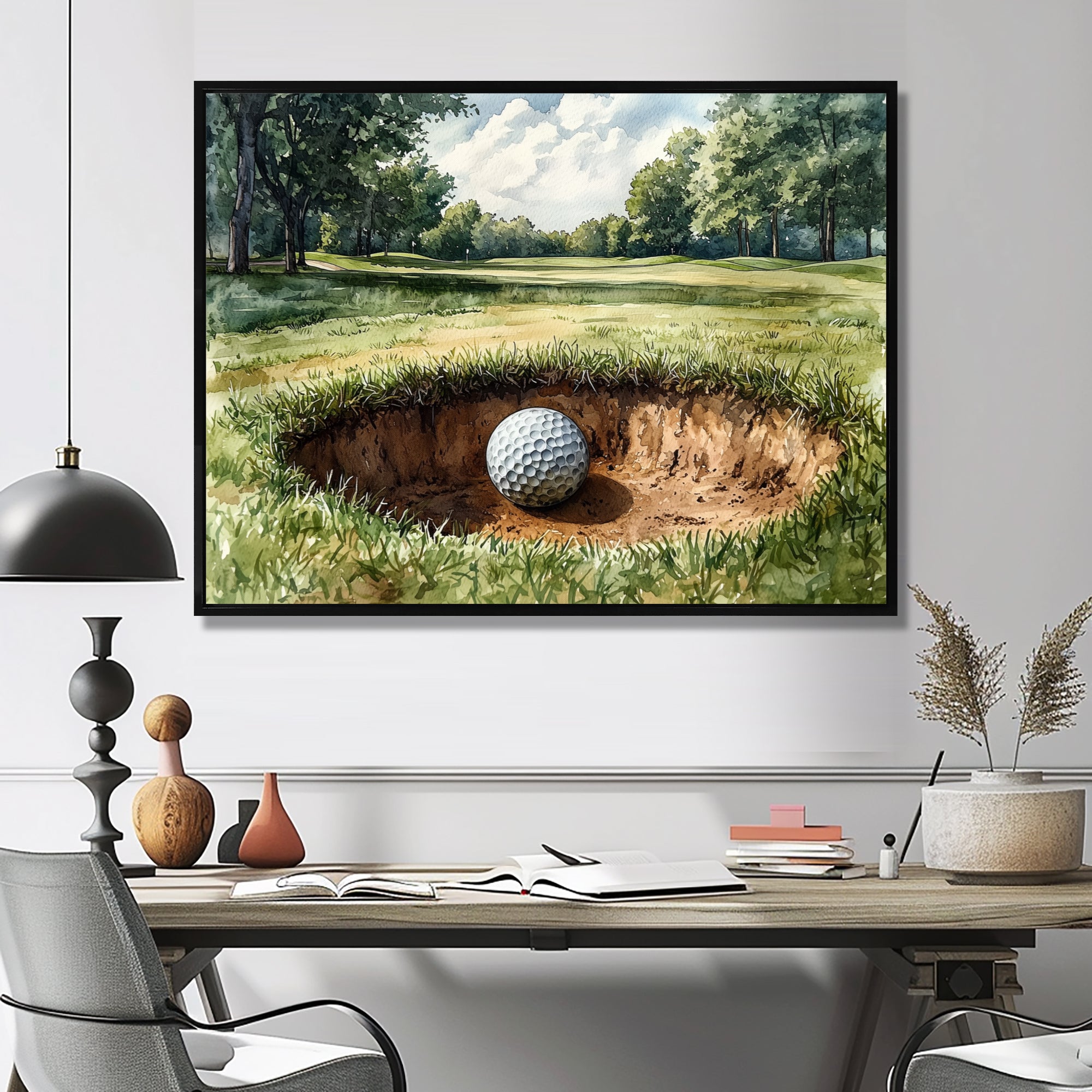 Abstract Golf Ball On The Field - Golf Canvas Wall Art