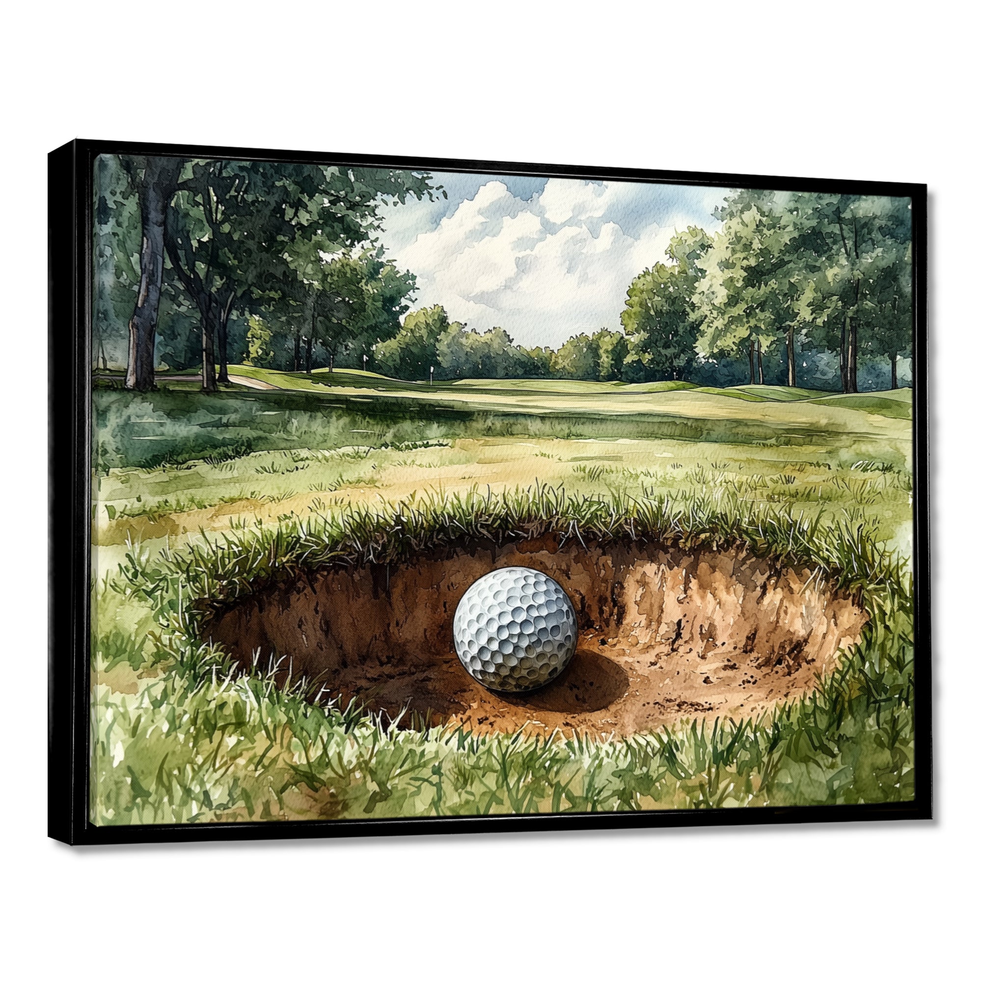 Abstract Golf Ball On The Field - Golf Canvas Wall Art