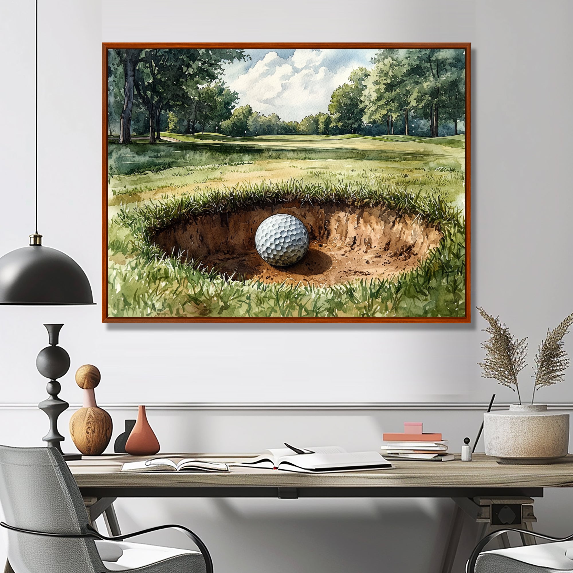 Abstract Golf Ball On The Field - Golf Canvas Wall Art