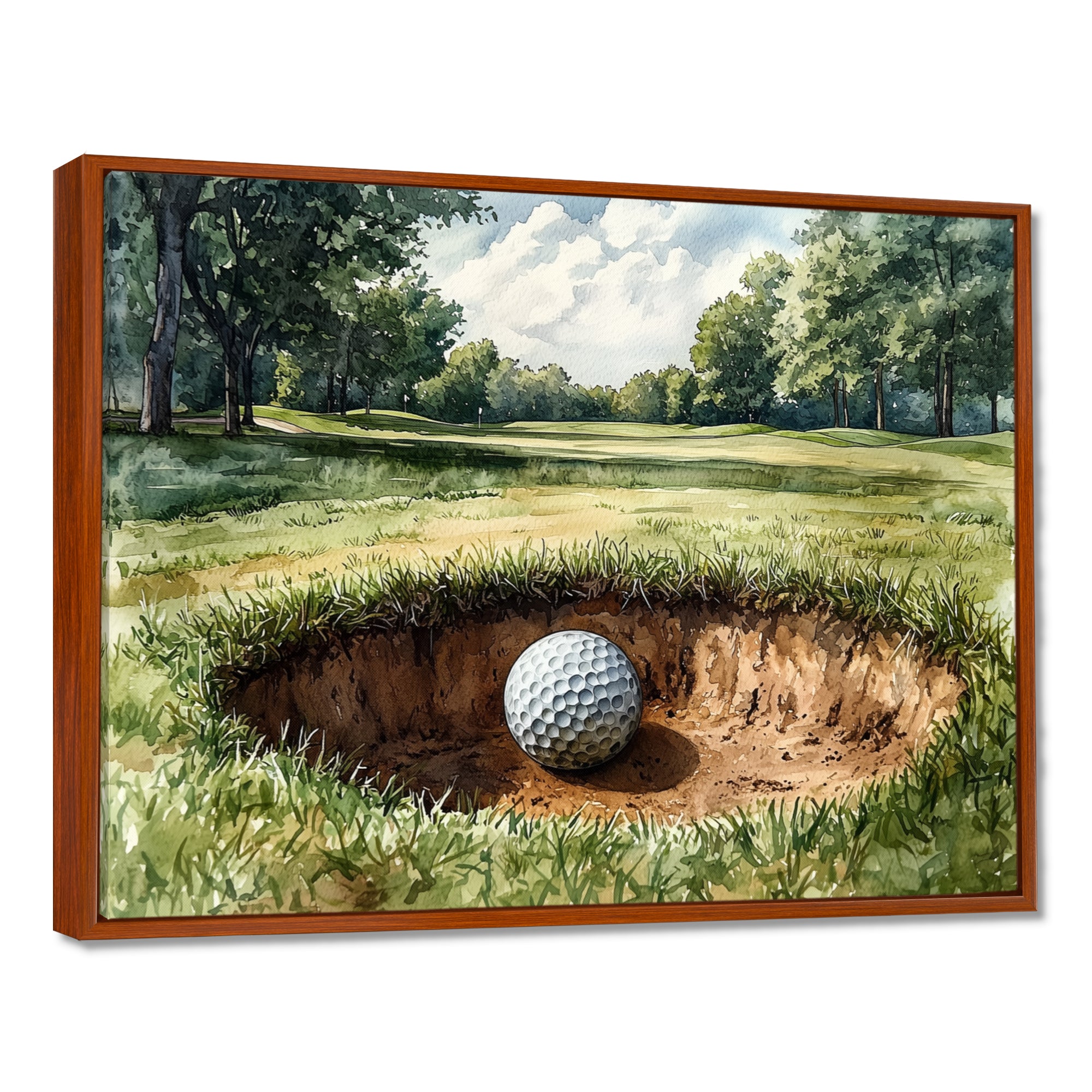 Abstract Golf Ball On The Field - Golf Canvas Wall Art