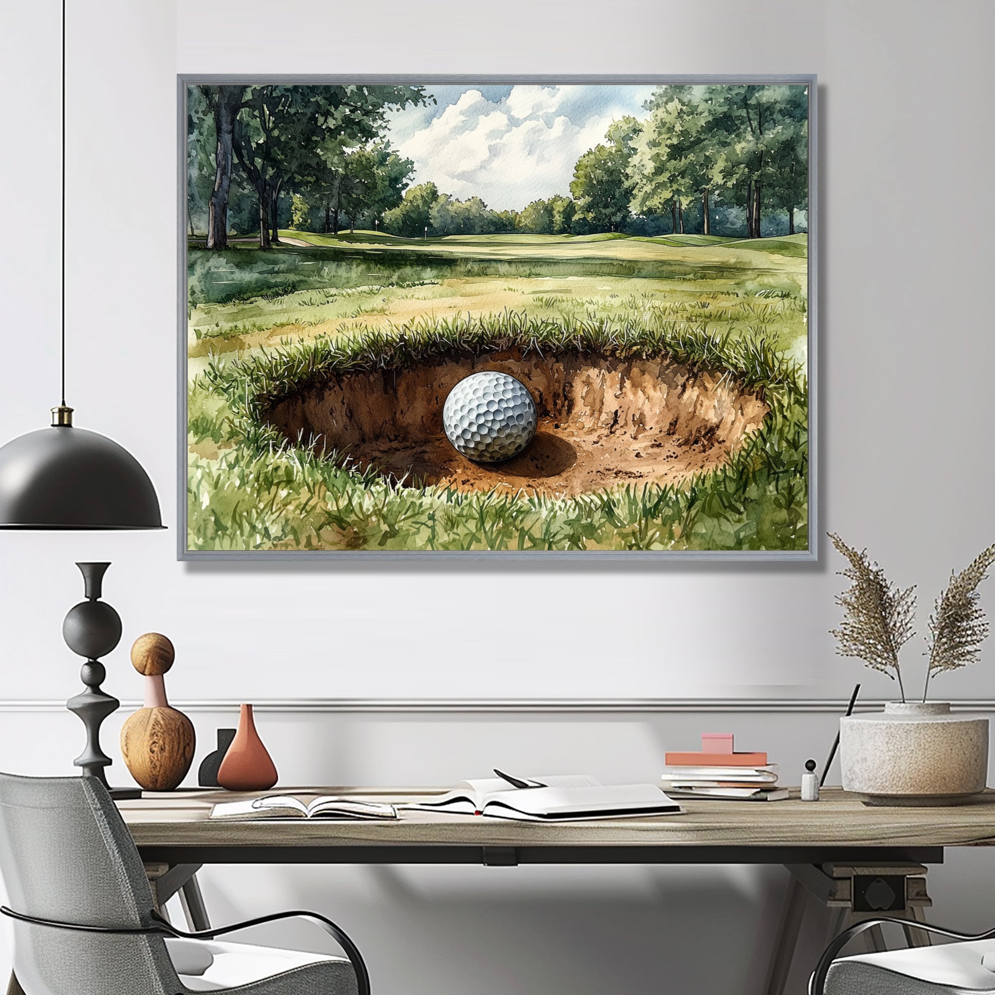 Abstract Golf Ball On The Field - Golf Canvas Wall Art