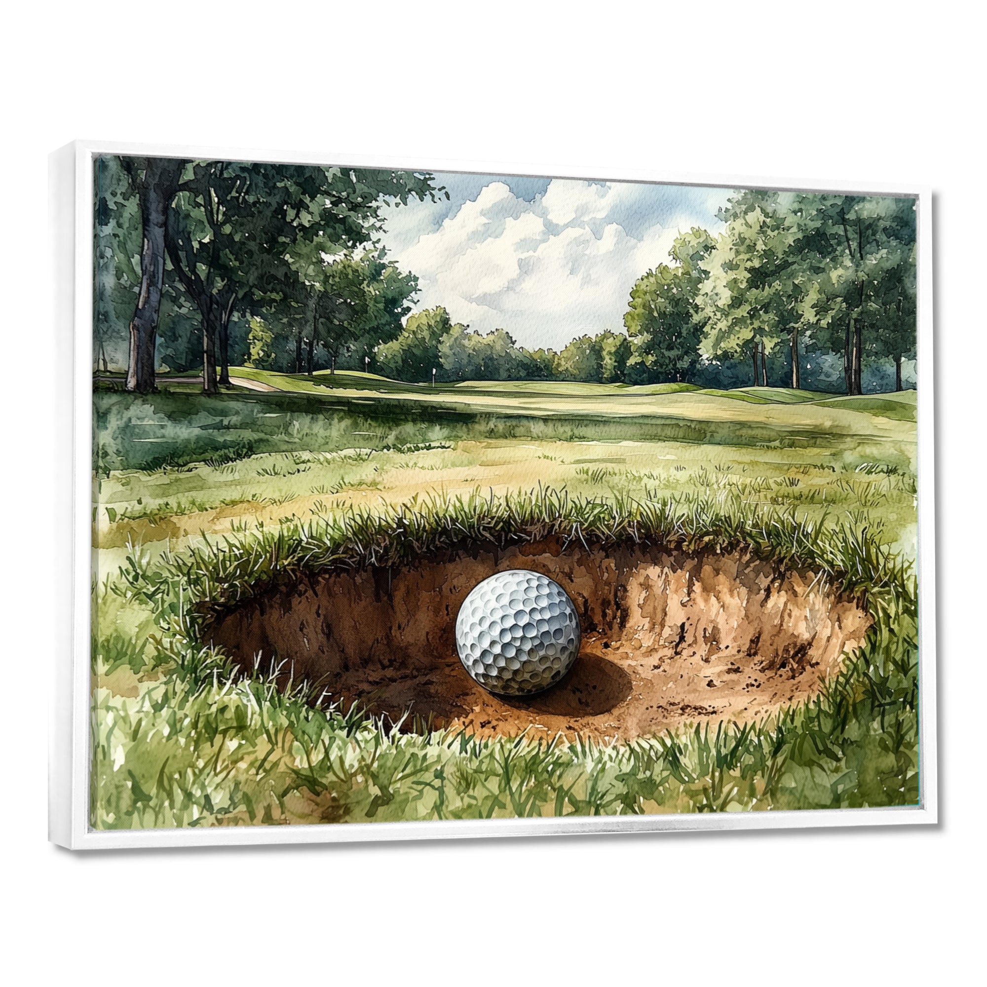 Abstract Golf Ball On The Field - Golf Canvas Wall Art