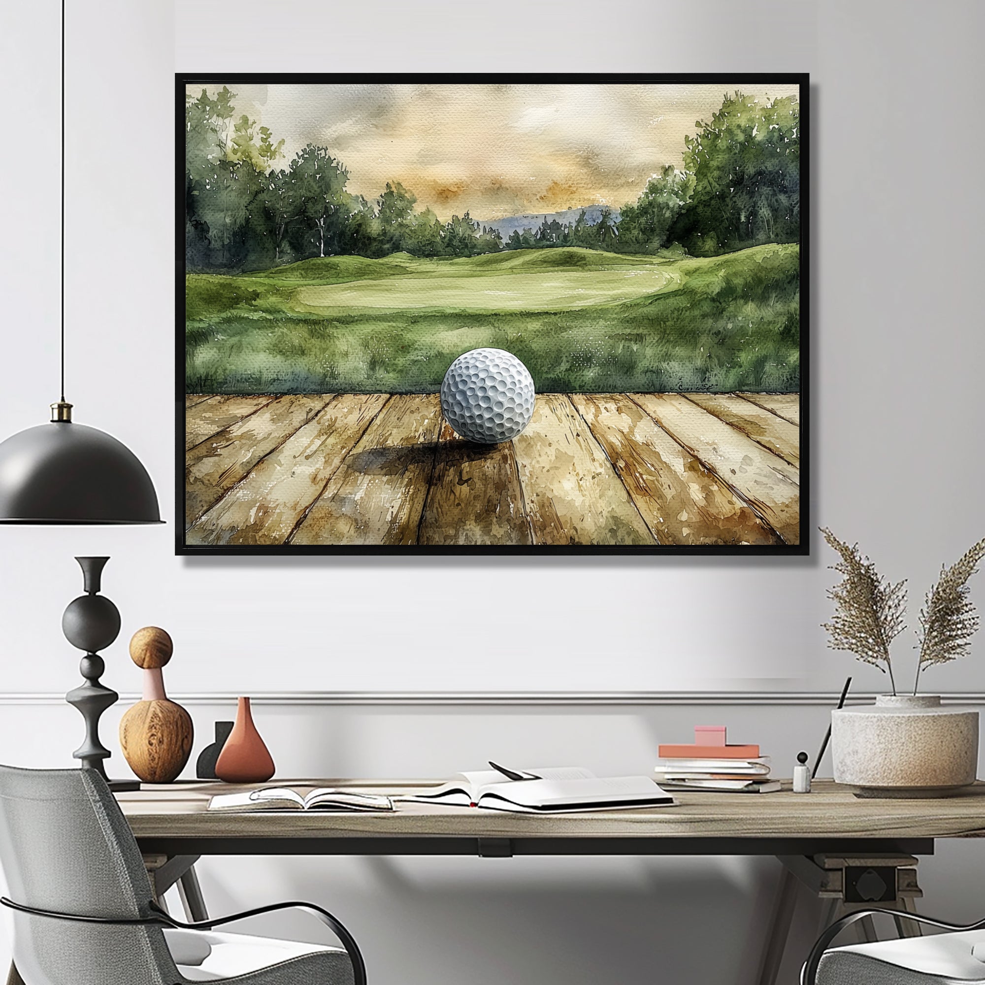Greens And Dreams Golf Practice Landscape I - Golf Canvas Wall Art