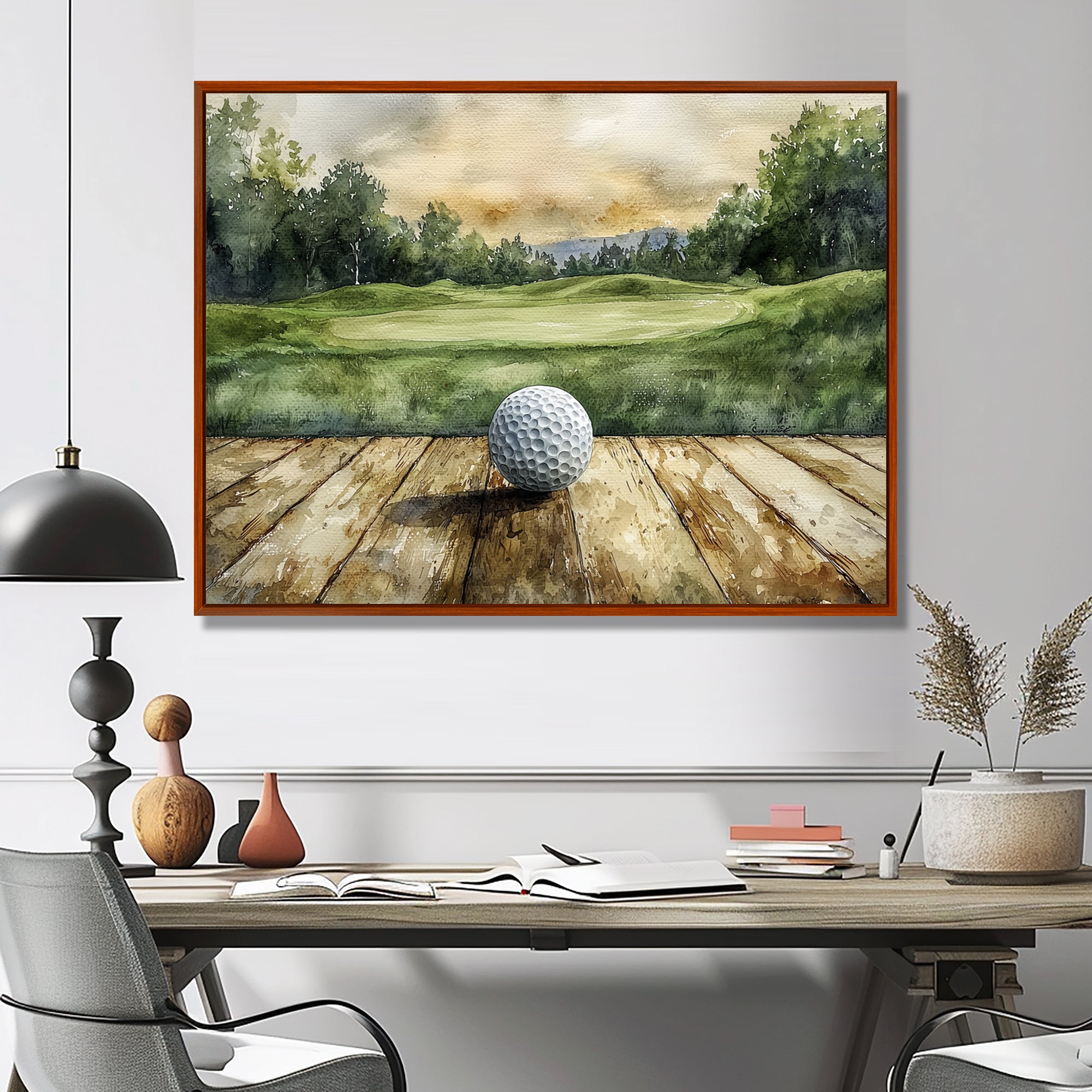 Greens And Dreams Golf Practice Landscape I - Golf Canvas Wall Art