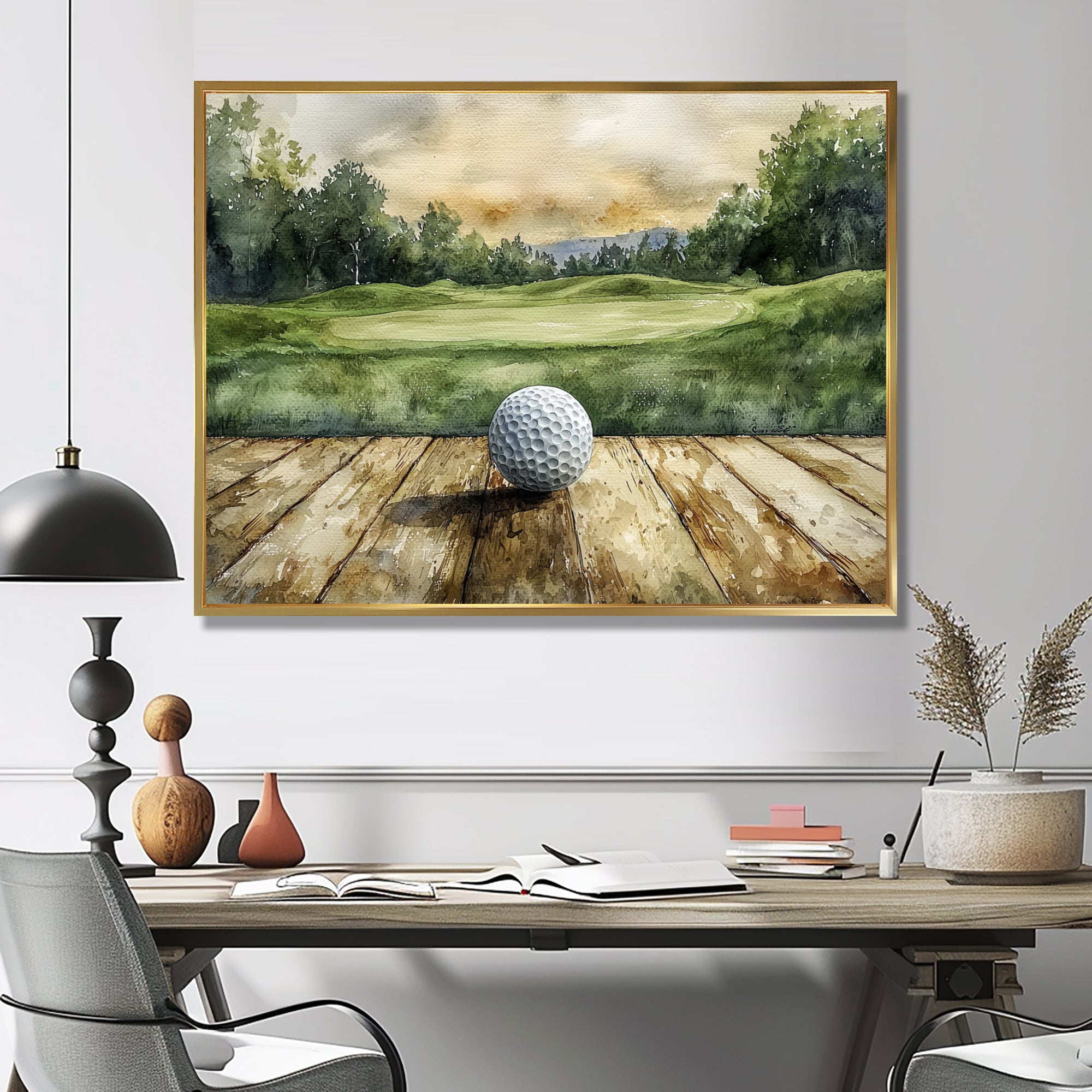 Greens And Dreams Golf Practice Landscape I - Golf Canvas Wall Art