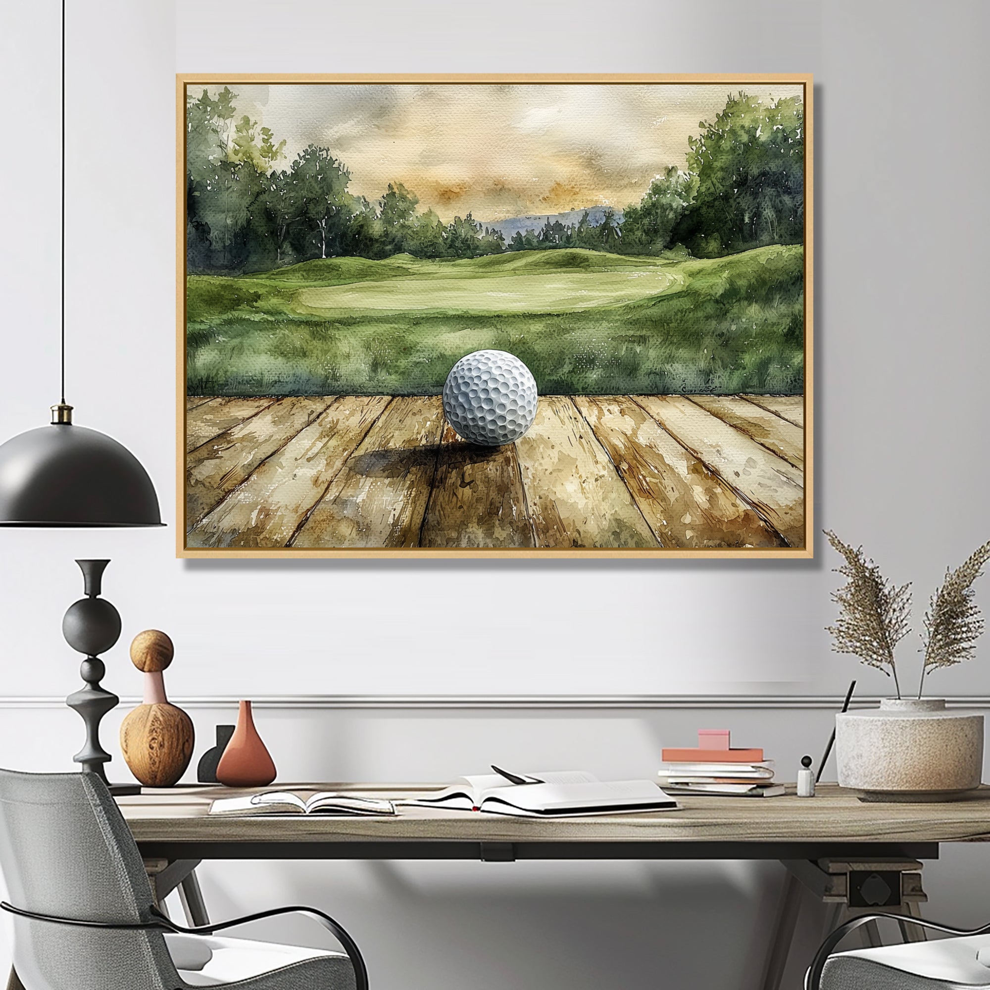 Greens And Dreams Golf Practice Landscape I - Golf Canvas Wall Art