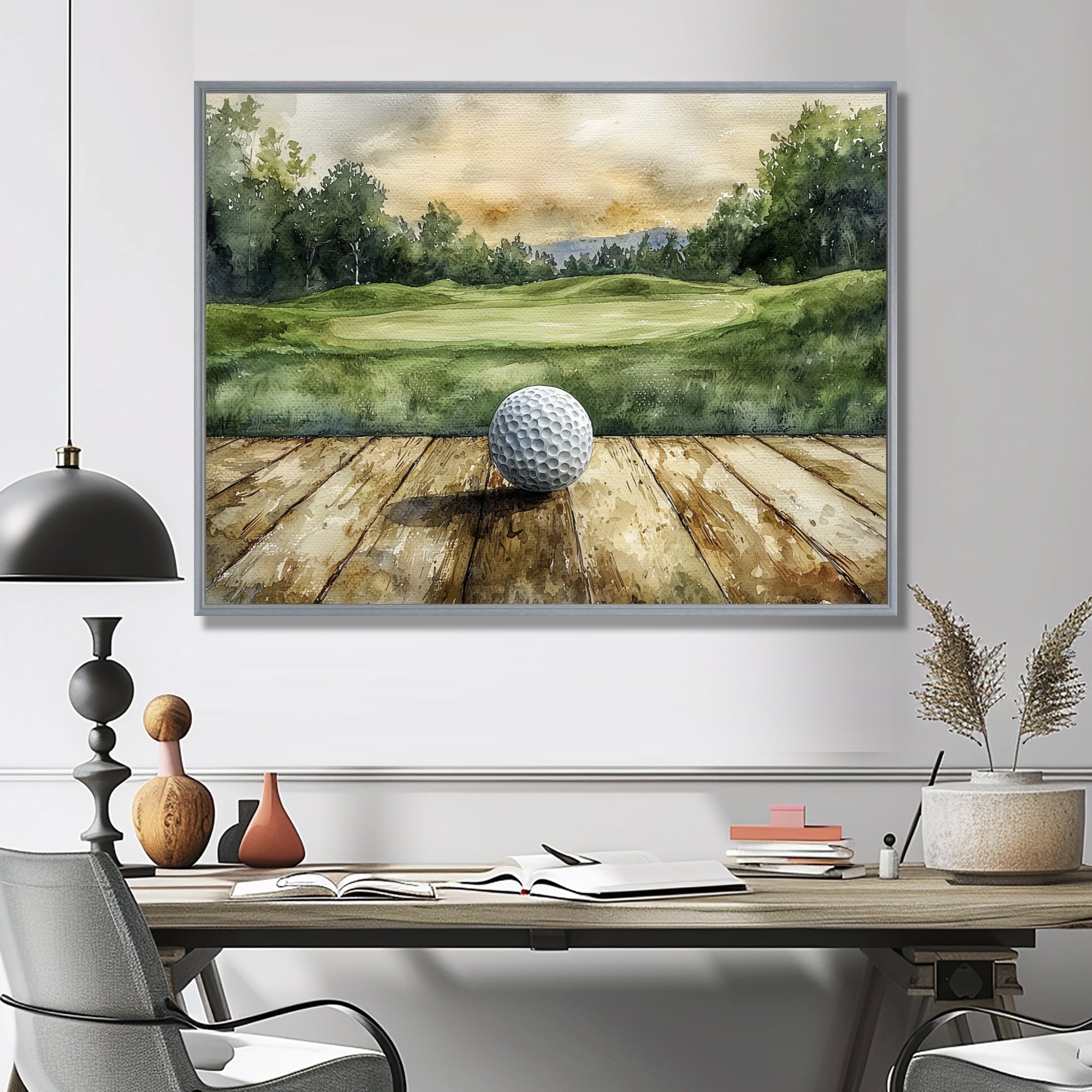 Greens And Dreams Golf Practice Landscape I - Golf Canvas Wall Art