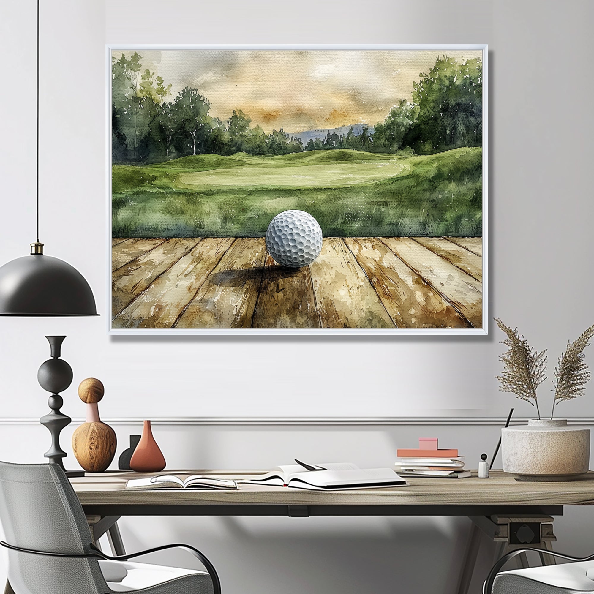 Greens And Dreams Golf Practice Landscape I - Golf Canvas Wall Art