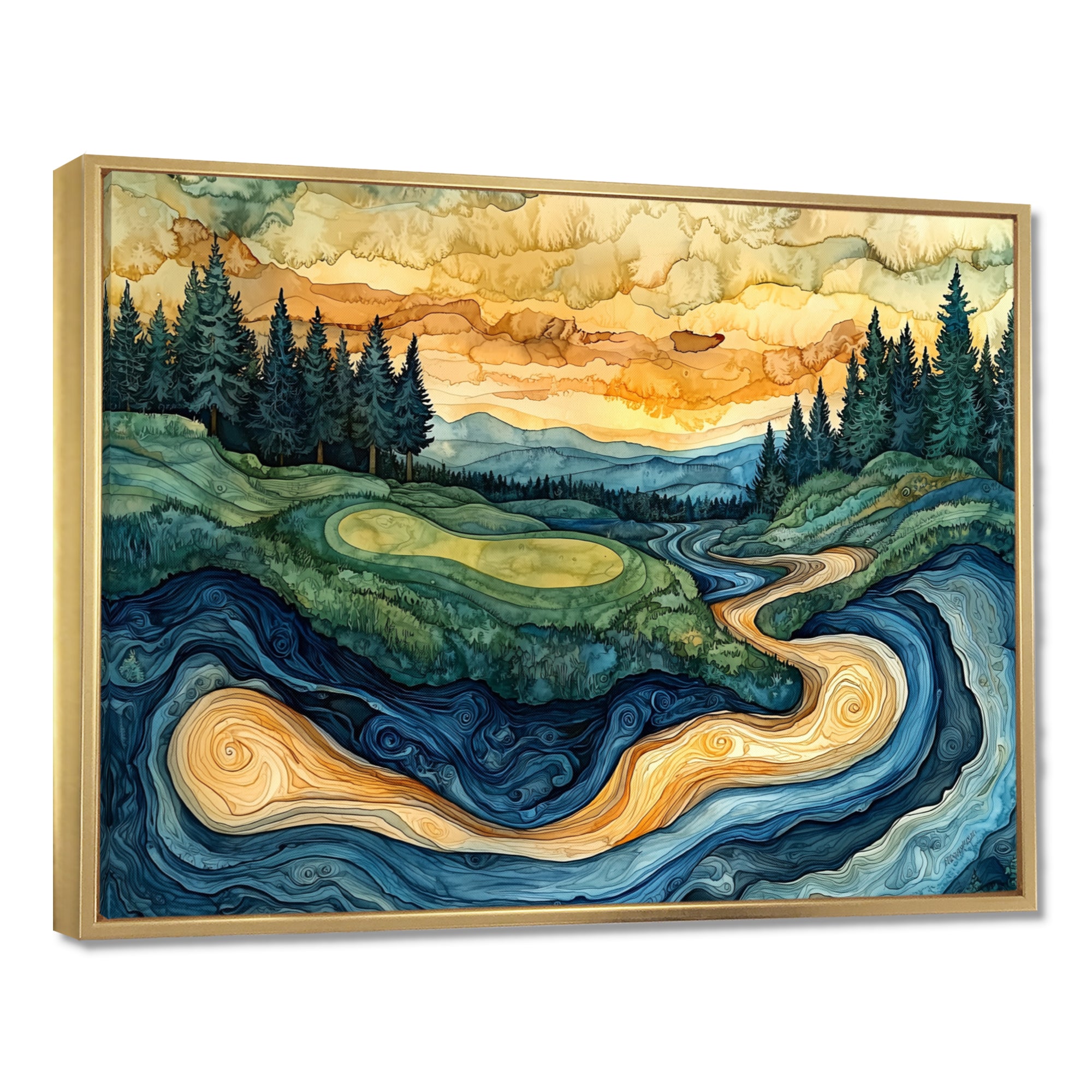 Abstract Golf Course Champions Horizon
 I - Golf Canvas Wall Art