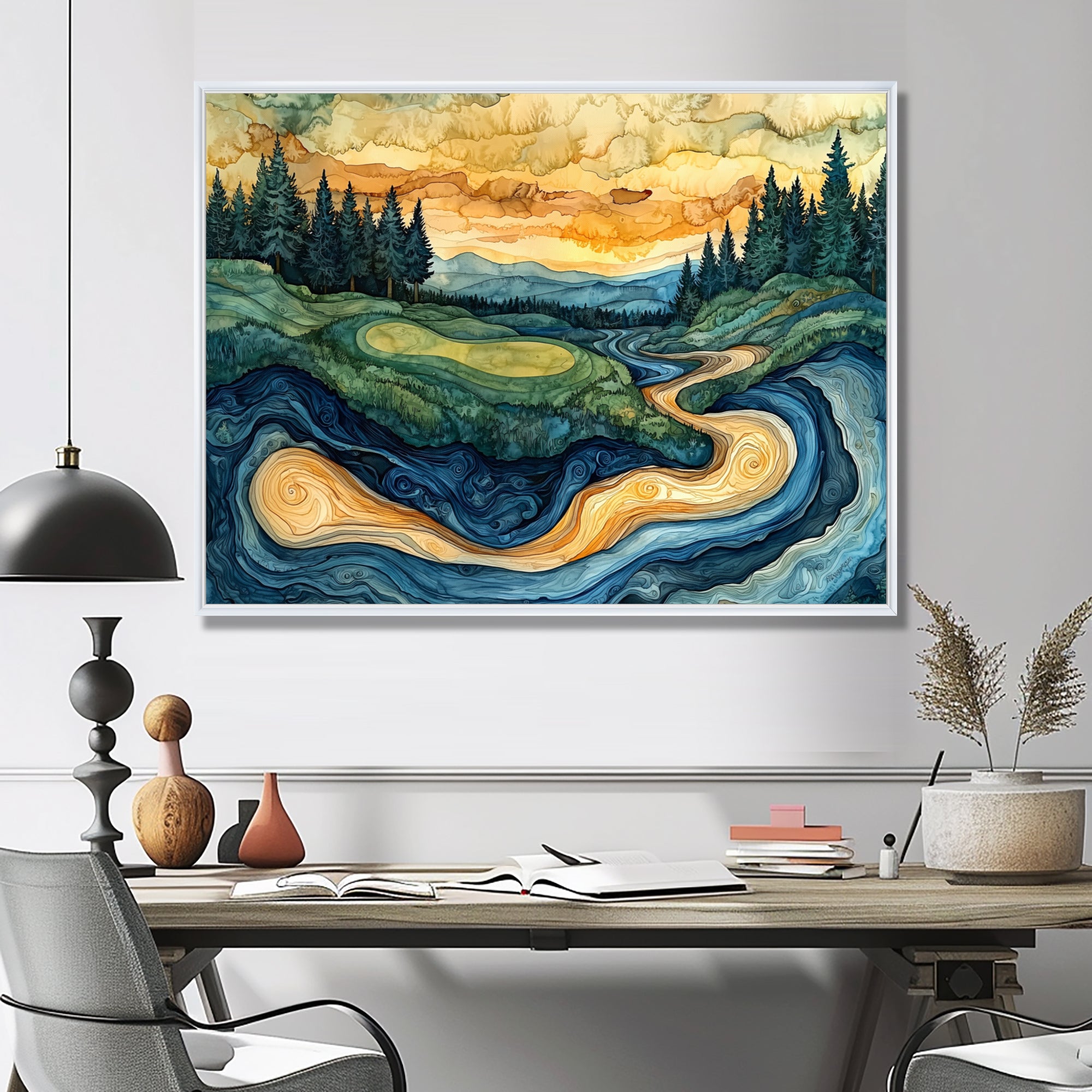 Abstract Golf Course Champions Horizon
 I - Golf Canvas Wall Art