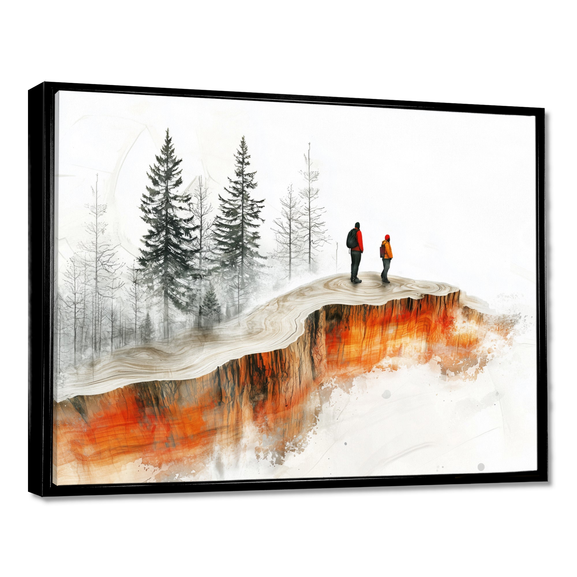 Hiking In A Winter Landscape I - Hiking Canvas Wall Art