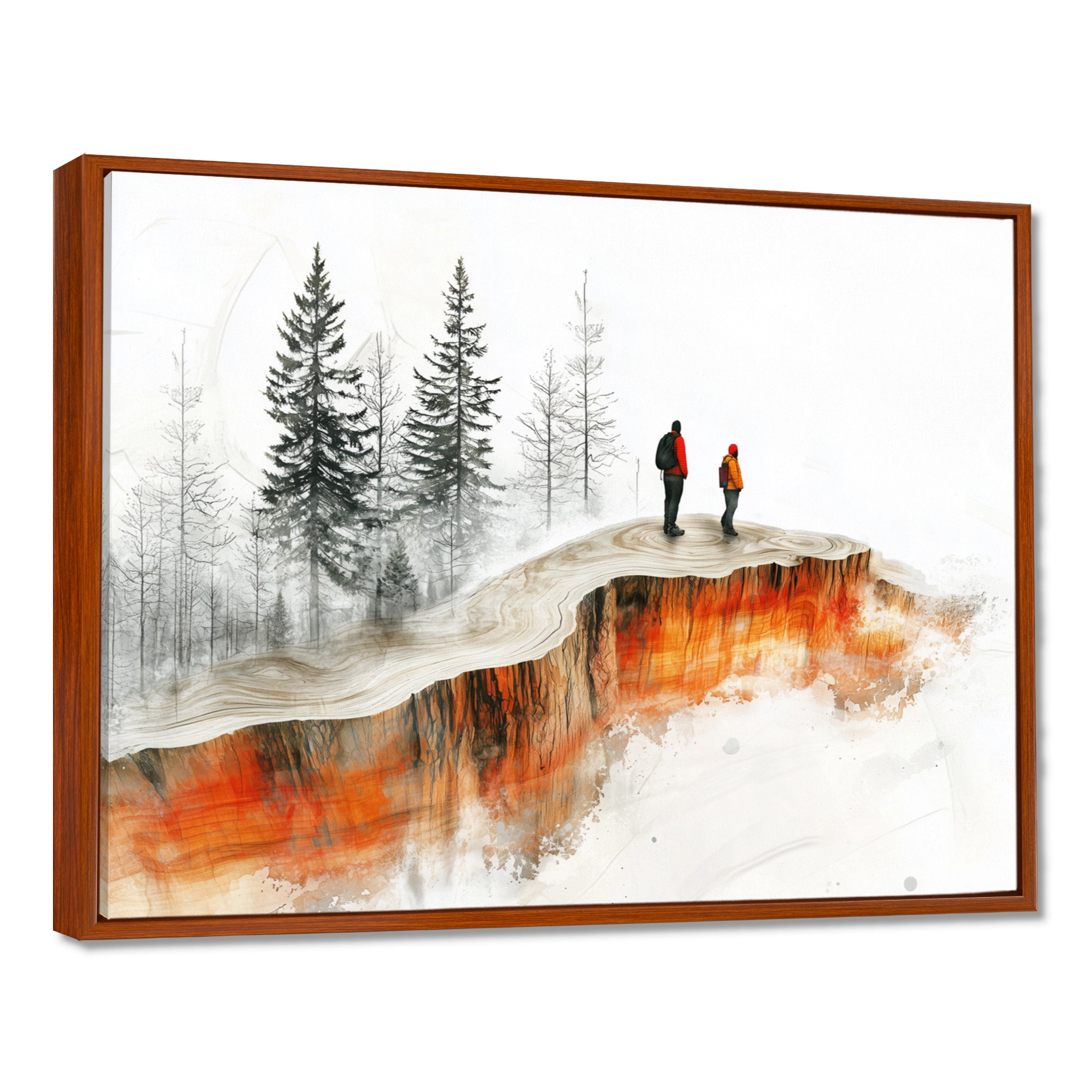 Hiking In A Winter Landscape I - Hiking Canvas Wall Art