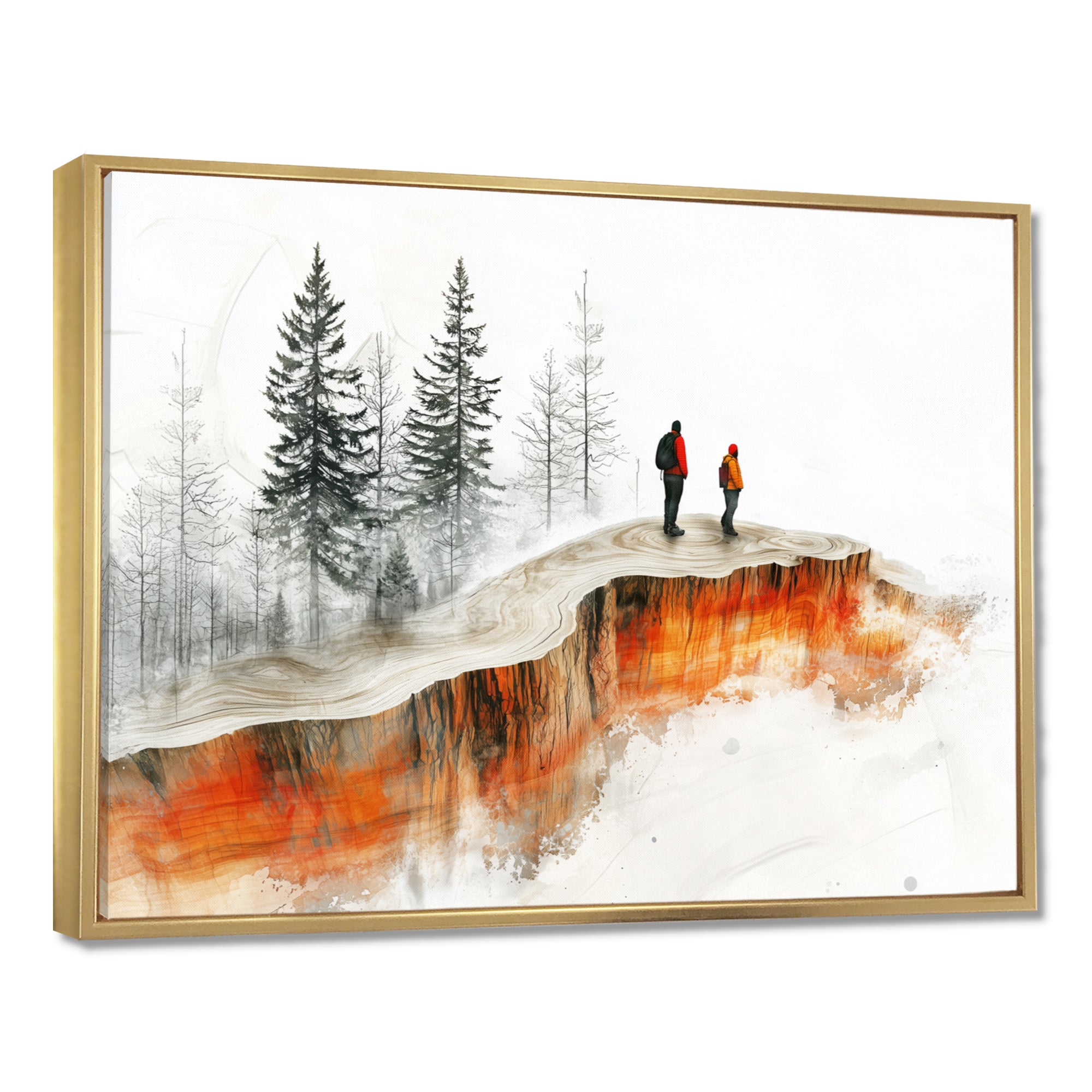 Hiking In A Winter Landscape I - Hiking Canvas Wall Art