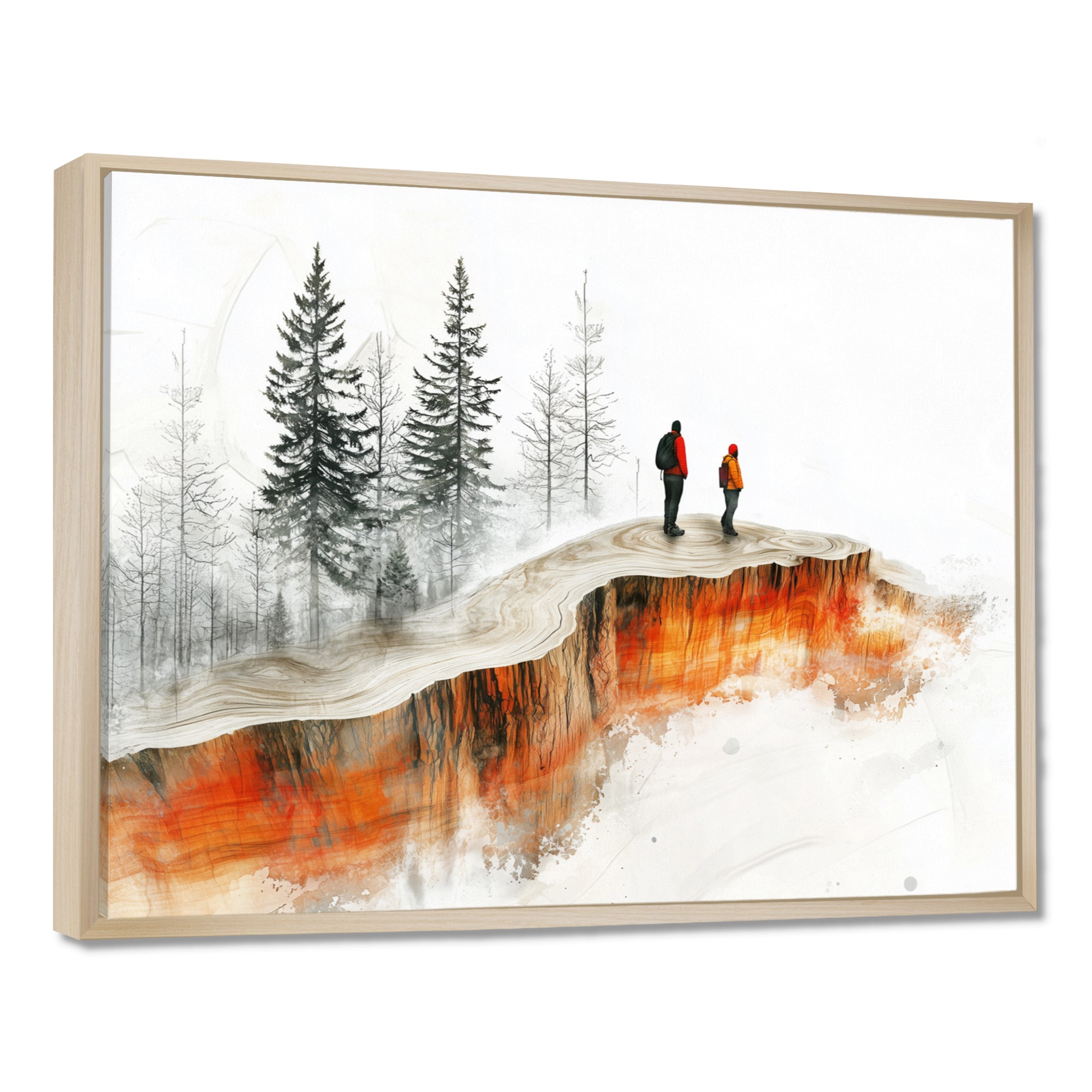 Hiking In A Winter Landscape I - Hiking Canvas Wall Art