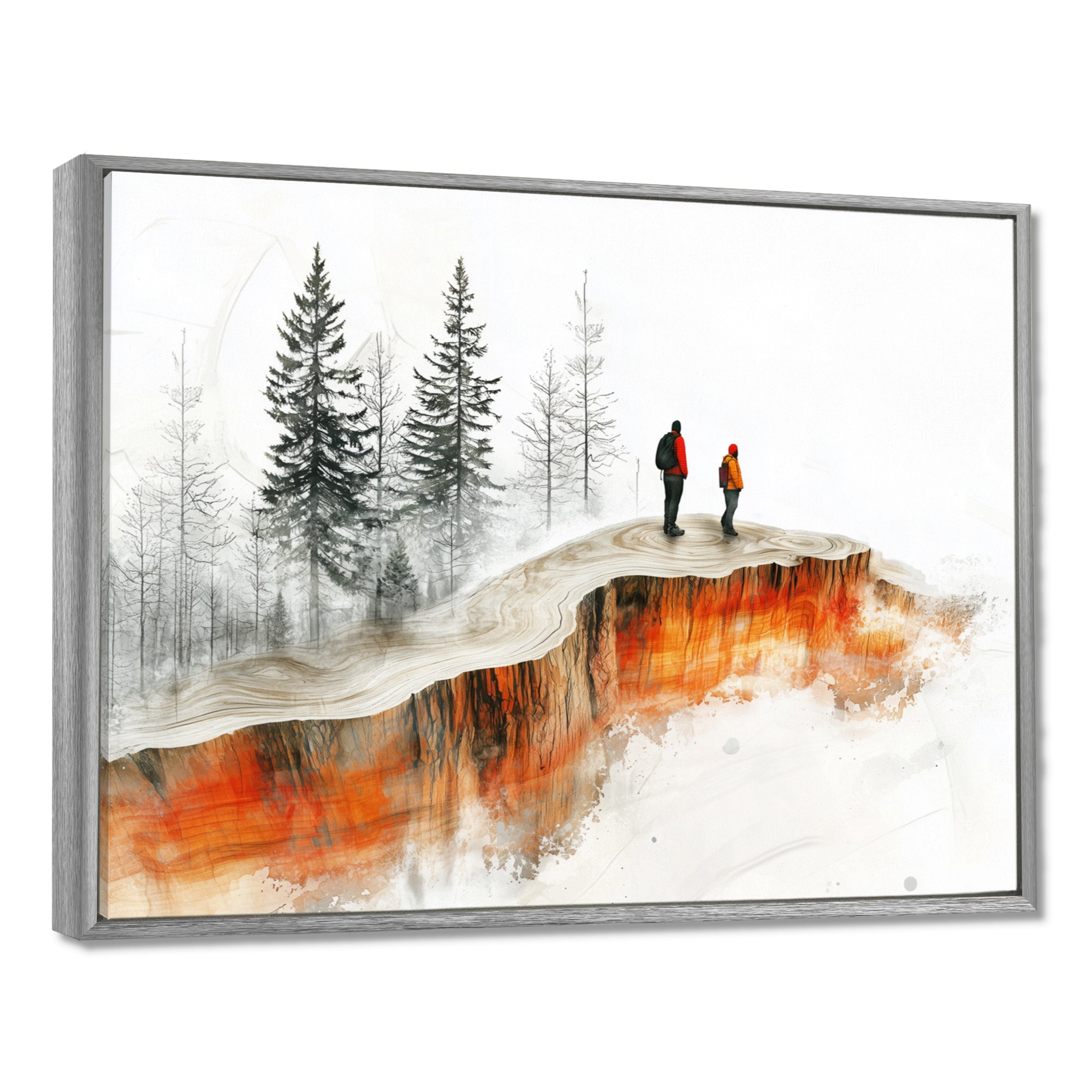 Hiking In A Winter Landscape I - Hiking Canvas Wall Art