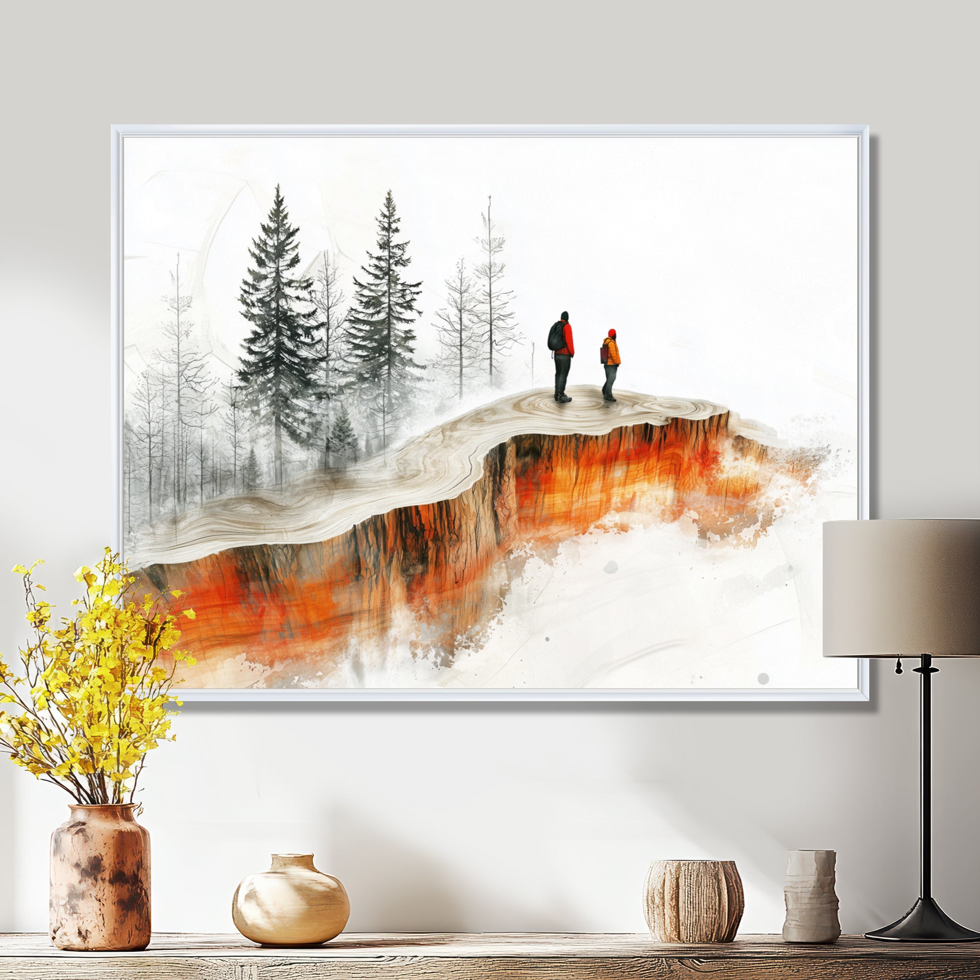 Hiking In A Winter Landscape I - Hiking Canvas Wall Art