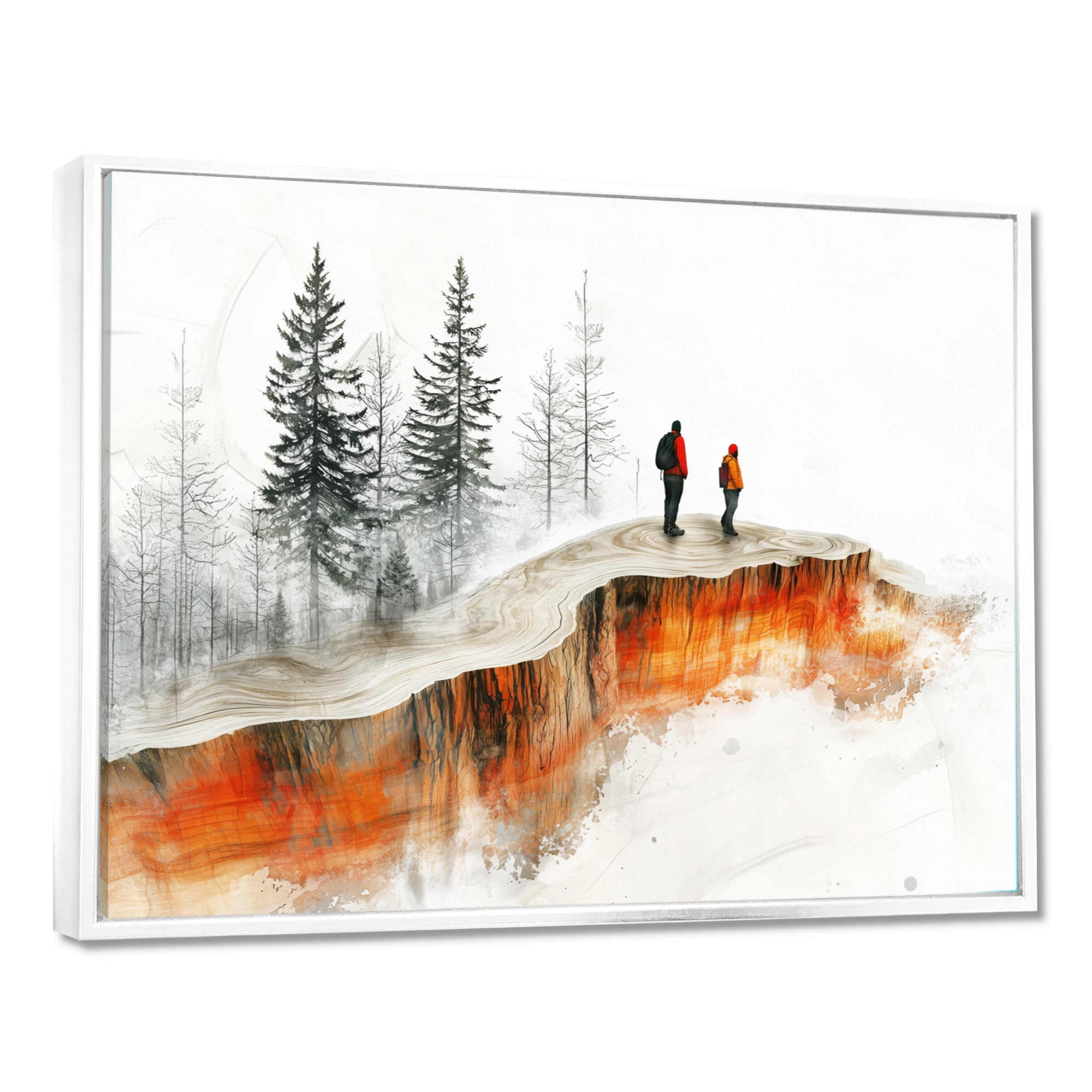Hiking In A Winter Landscape I - Hiking Canvas Wall Art