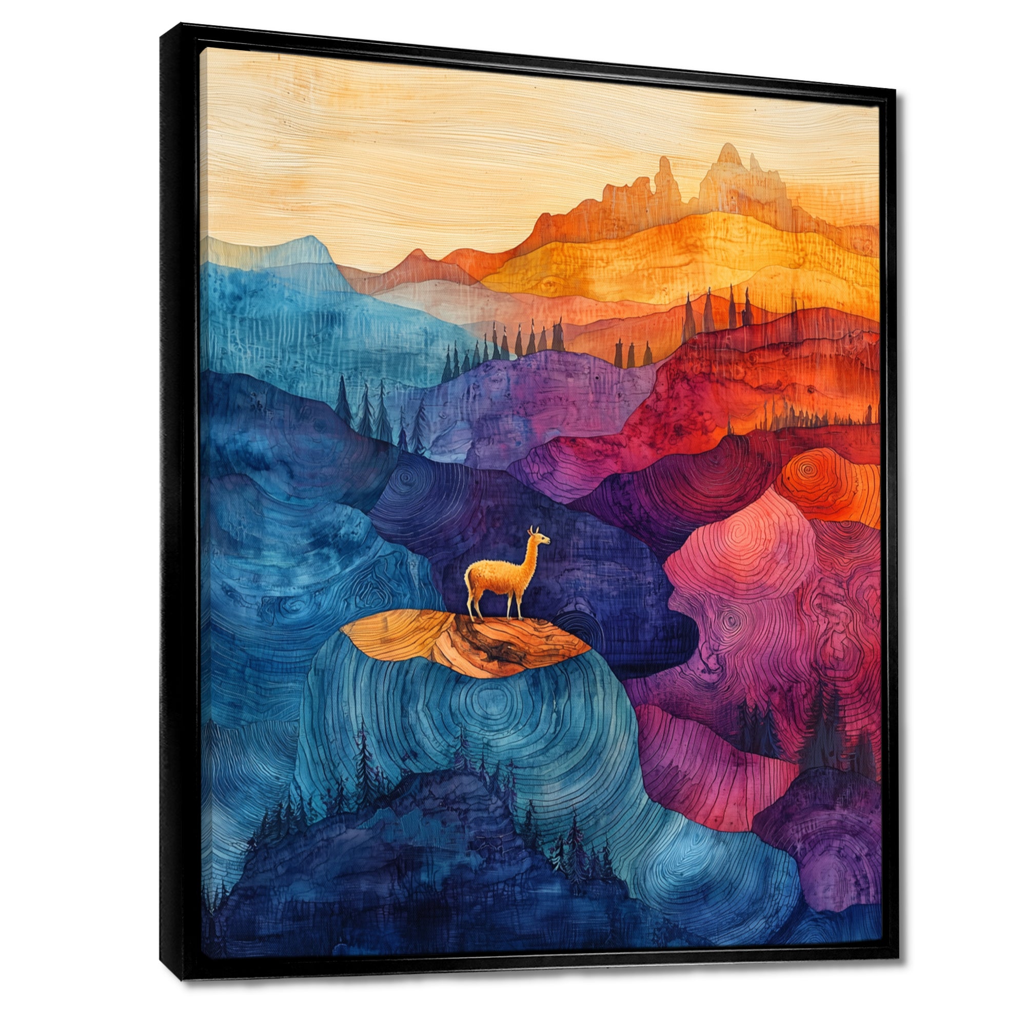 Llama In The Rainbow Mountain Slide - Llama Wall Art Prints