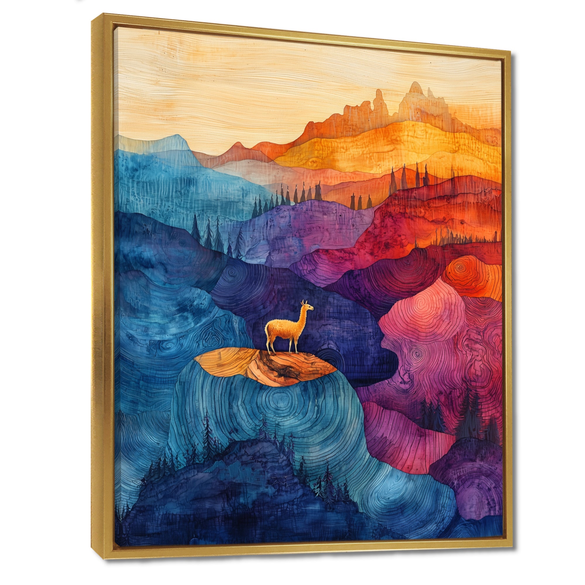 Llama In The Rainbow Mountain Slide - Llama Wall Art Prints