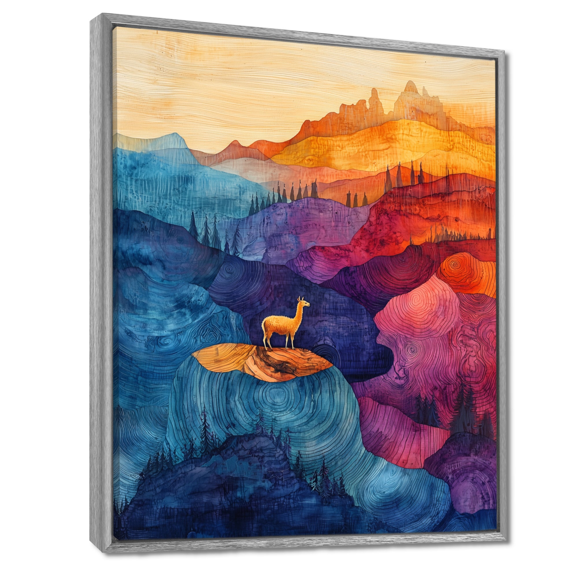 Llama In The Rainbow Mountain Slide - Llama Wall Art Prints