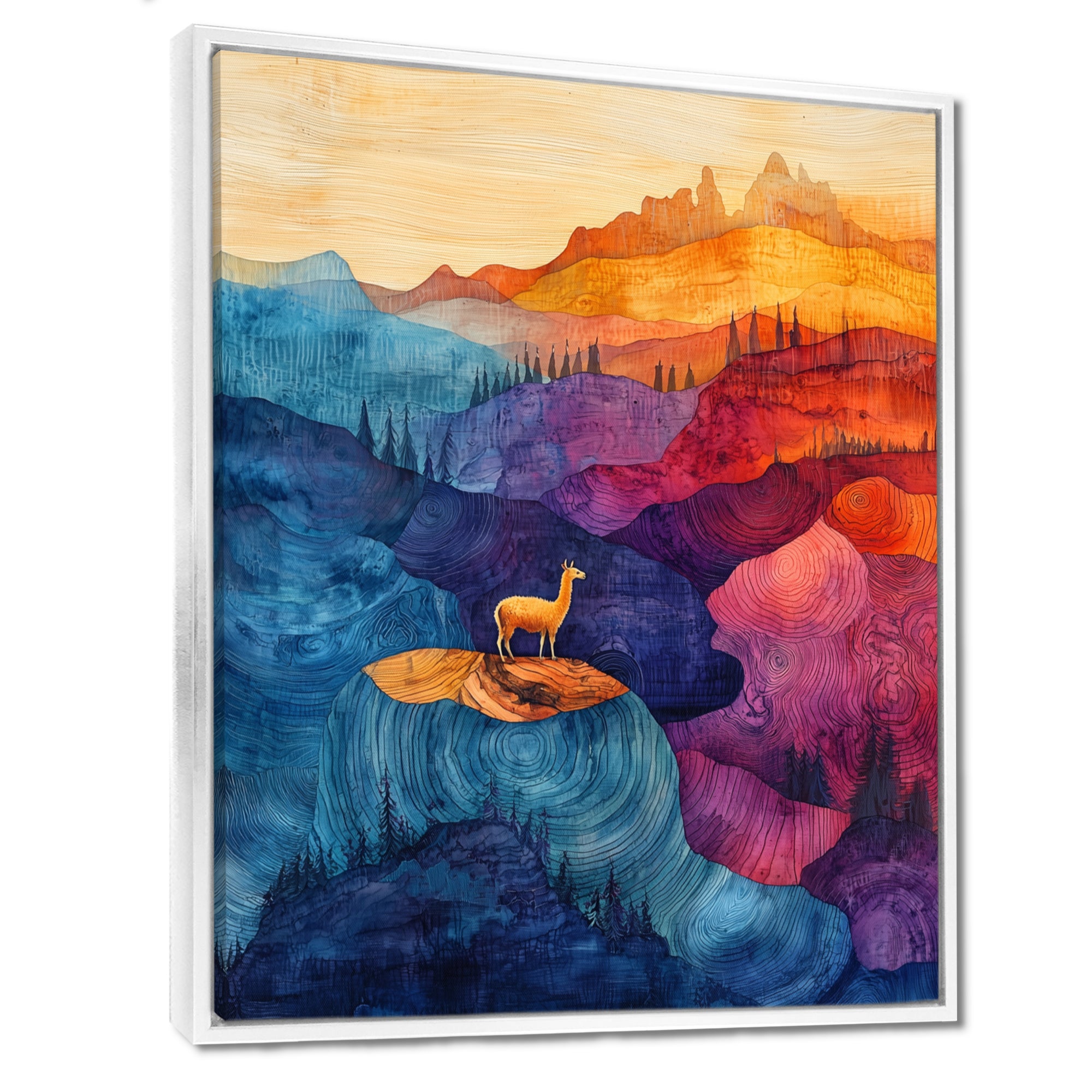 Llama In The Rainbow Mountain Slide - Llama Wall Art Prints