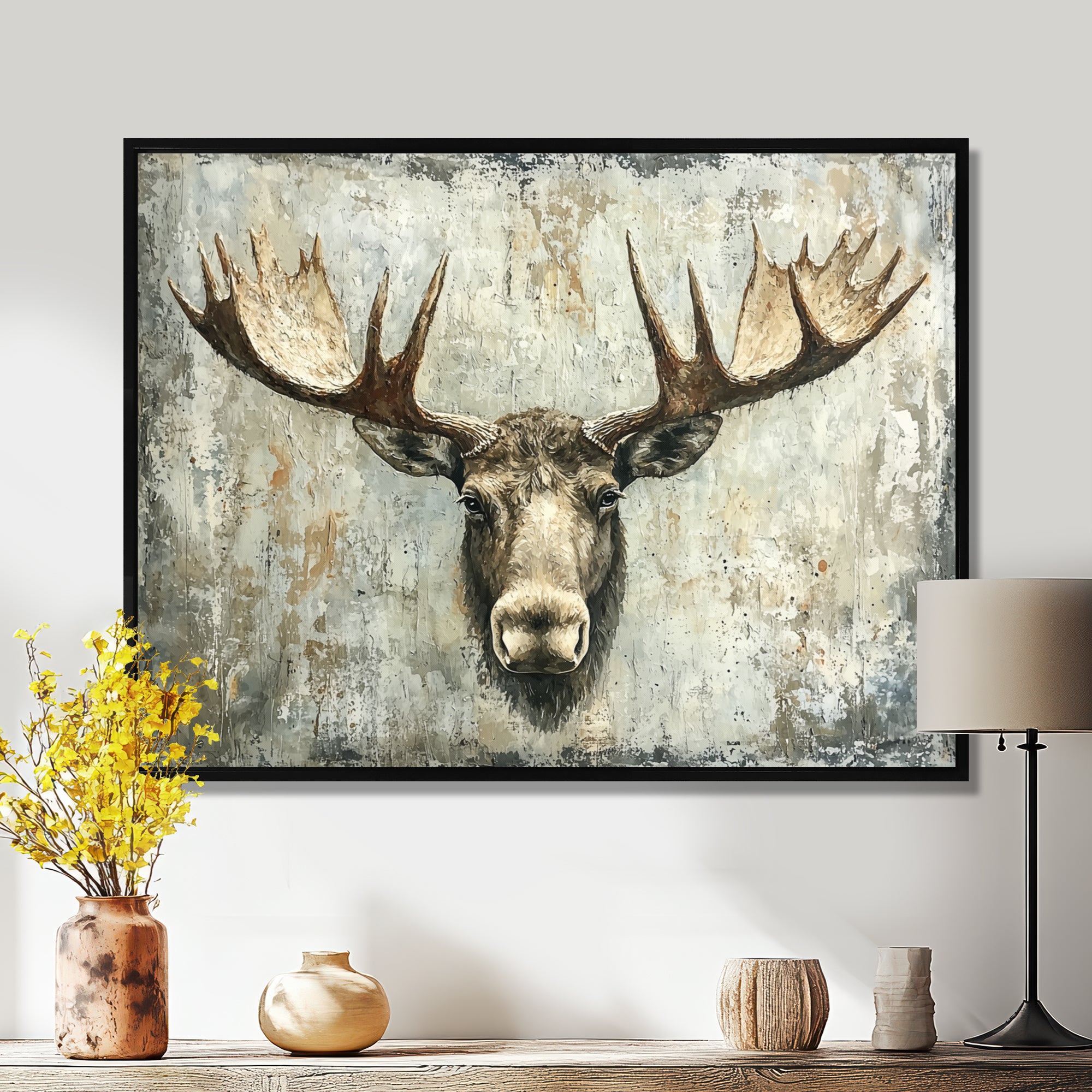 Abstract Antlers Of Moose Head - Brown Moose Wall Art