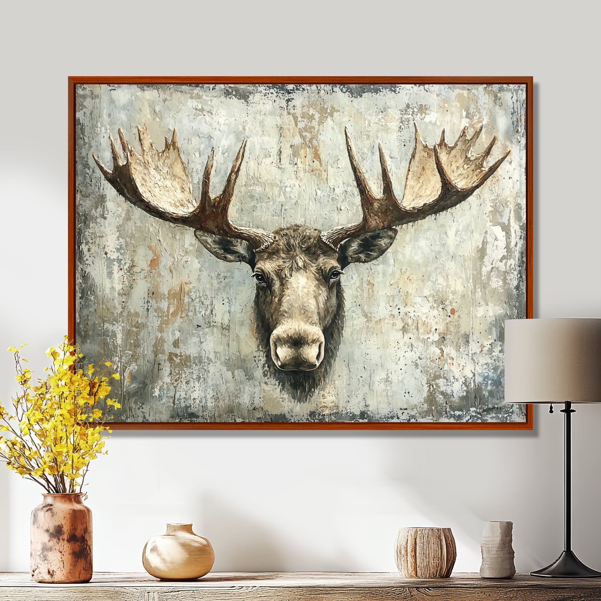 Abstract Antlers Of Moose Head - Brown Moose Wall Art