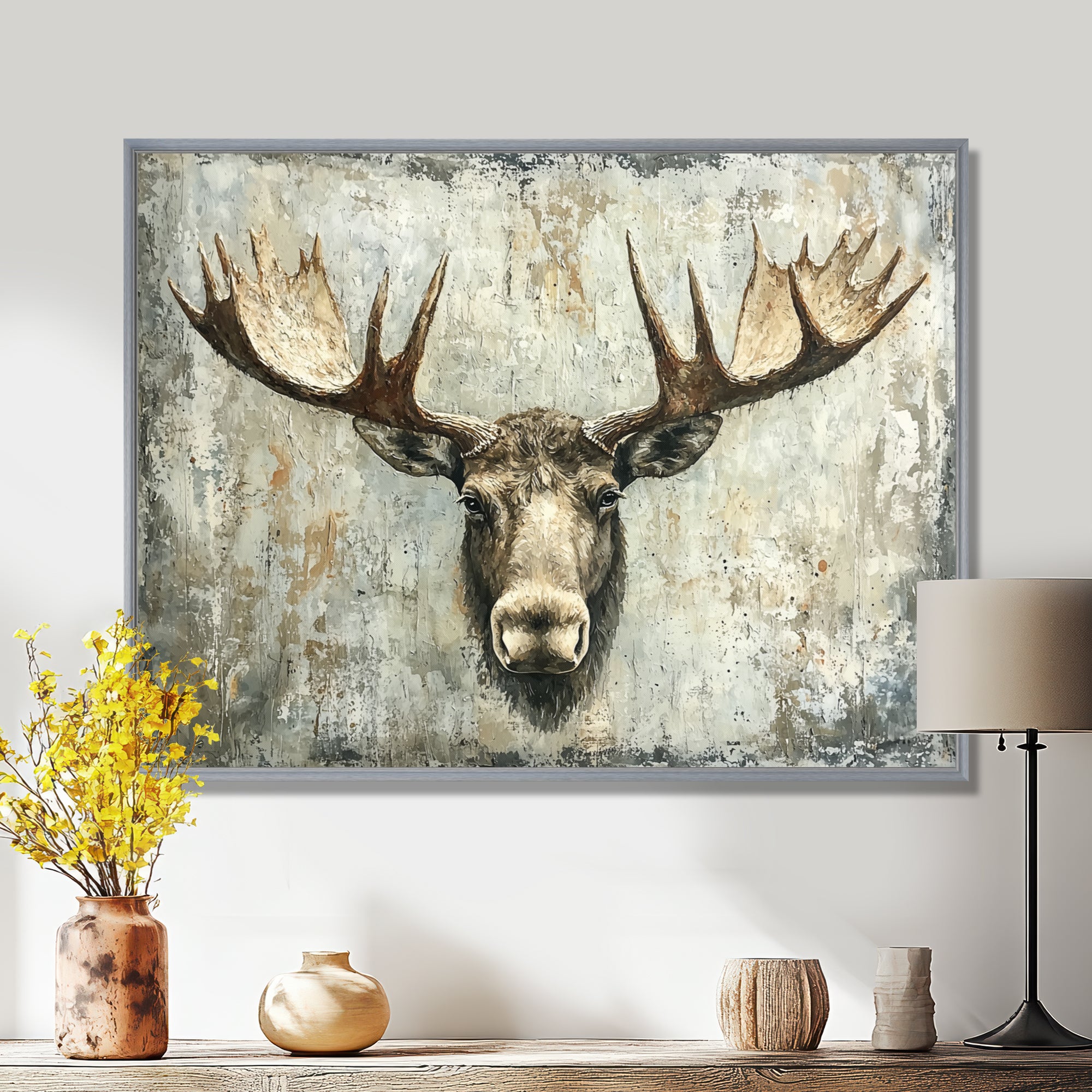 Abstract Antlers Of Moose Head - Brown Moose Wall Art