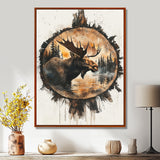 Canadian Moose Portrait In A Lake Landscape - Moose Large Canvas Wall Art