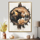 Canadian Moose Portrait In A Lake Landscape - Moose Large Canvas Wall Art