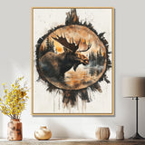 Canadian Moose Portrait In A Lake Landscape - Moose Large Canvas Wall Art